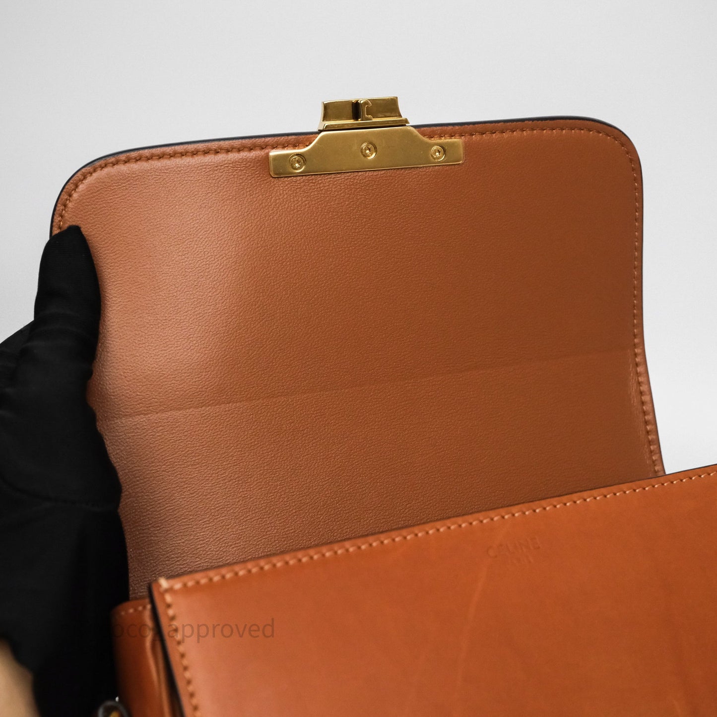 Celine Teen Triomphe Bag Tan Natural Calfskin Gold Hardware