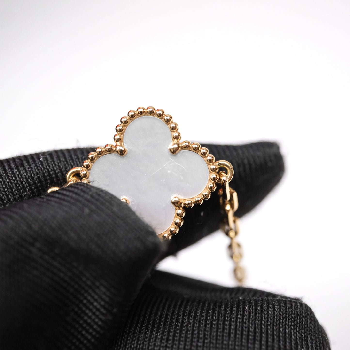 Van Cleef & Arpels Vintage Alhambra 5 Motifs White Yellow Gold Bracelet