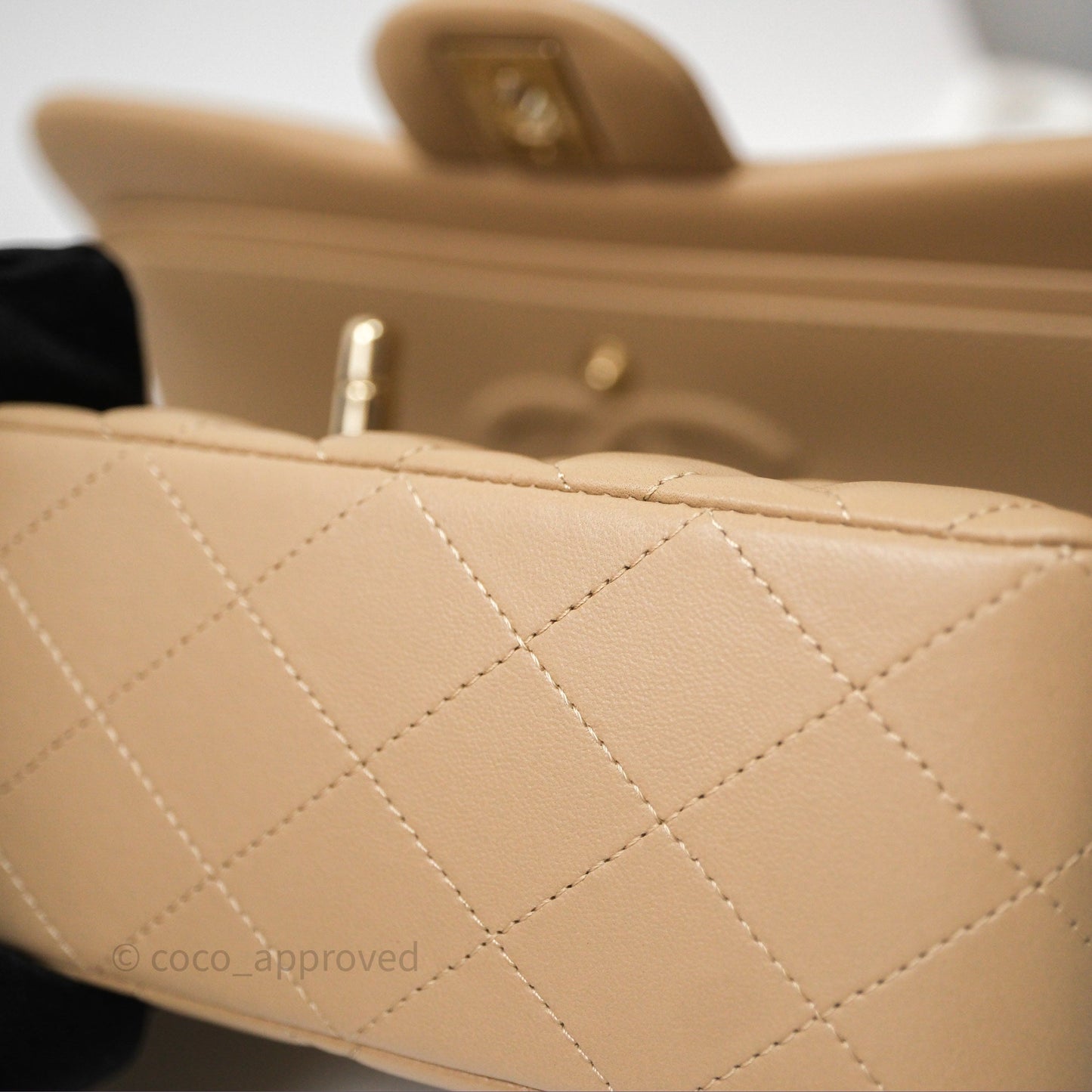 Chanel Small Quilted Classic Flap Beige Lambskin Gold Hardware