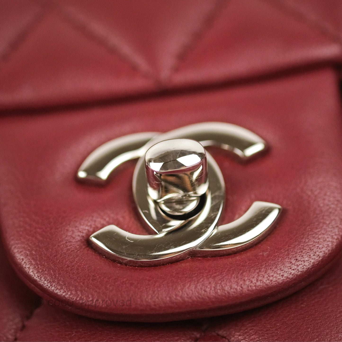 Chanel Small S/M Classic Flap Dark Red Lambskin Silver Hardware