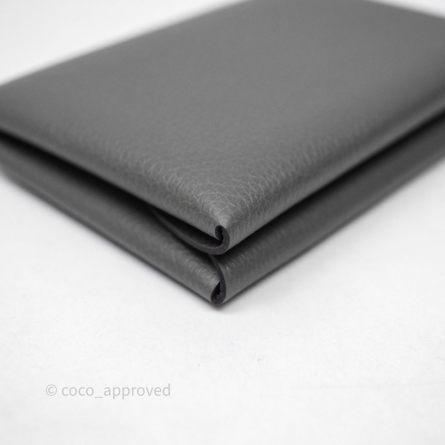Hermès Calvi Duo Compact Card Holder Gris Meyer 0L Evercolor