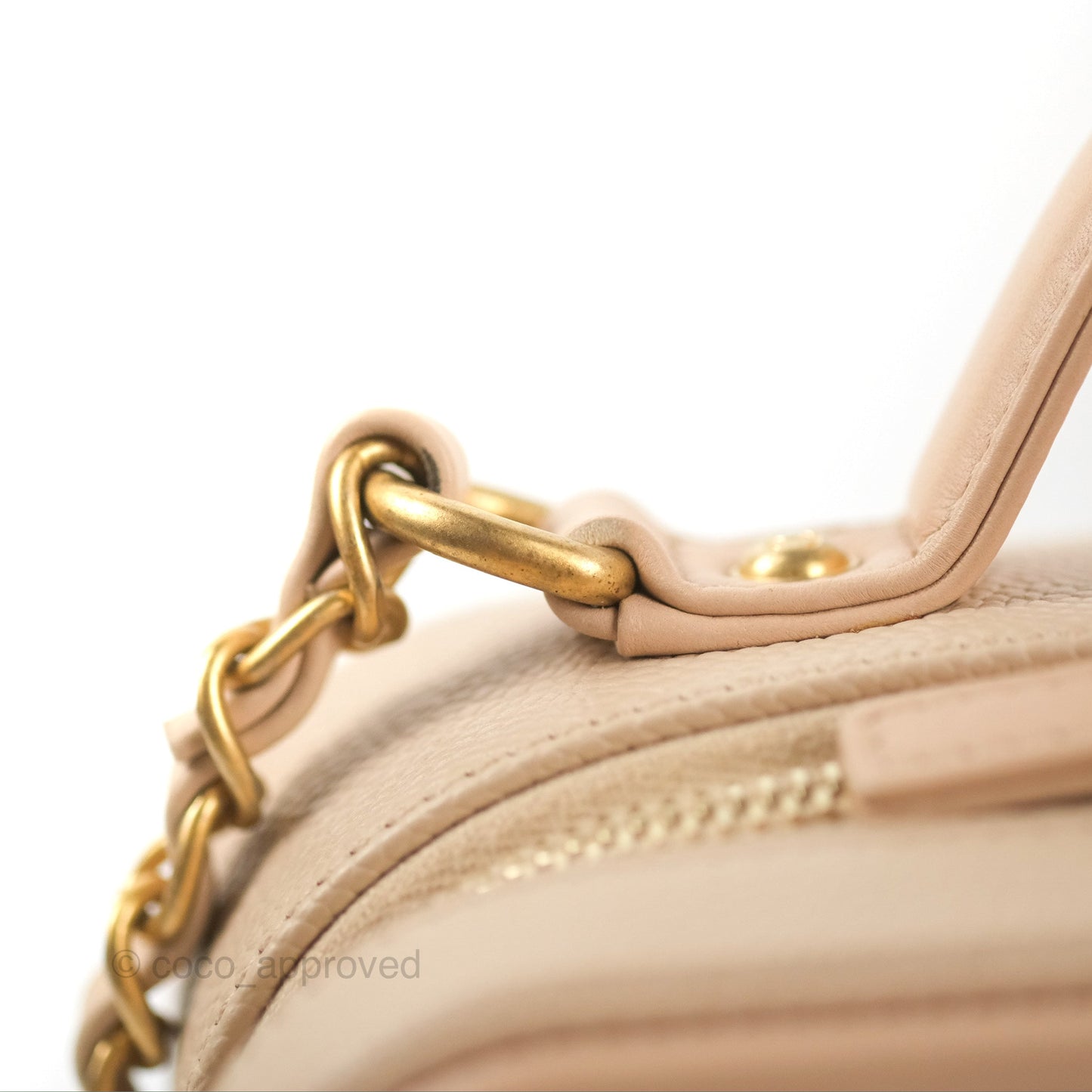 Chanel Quilted Medium CC Filigree Vanity Case Light Beige Caviar Gold Hardware