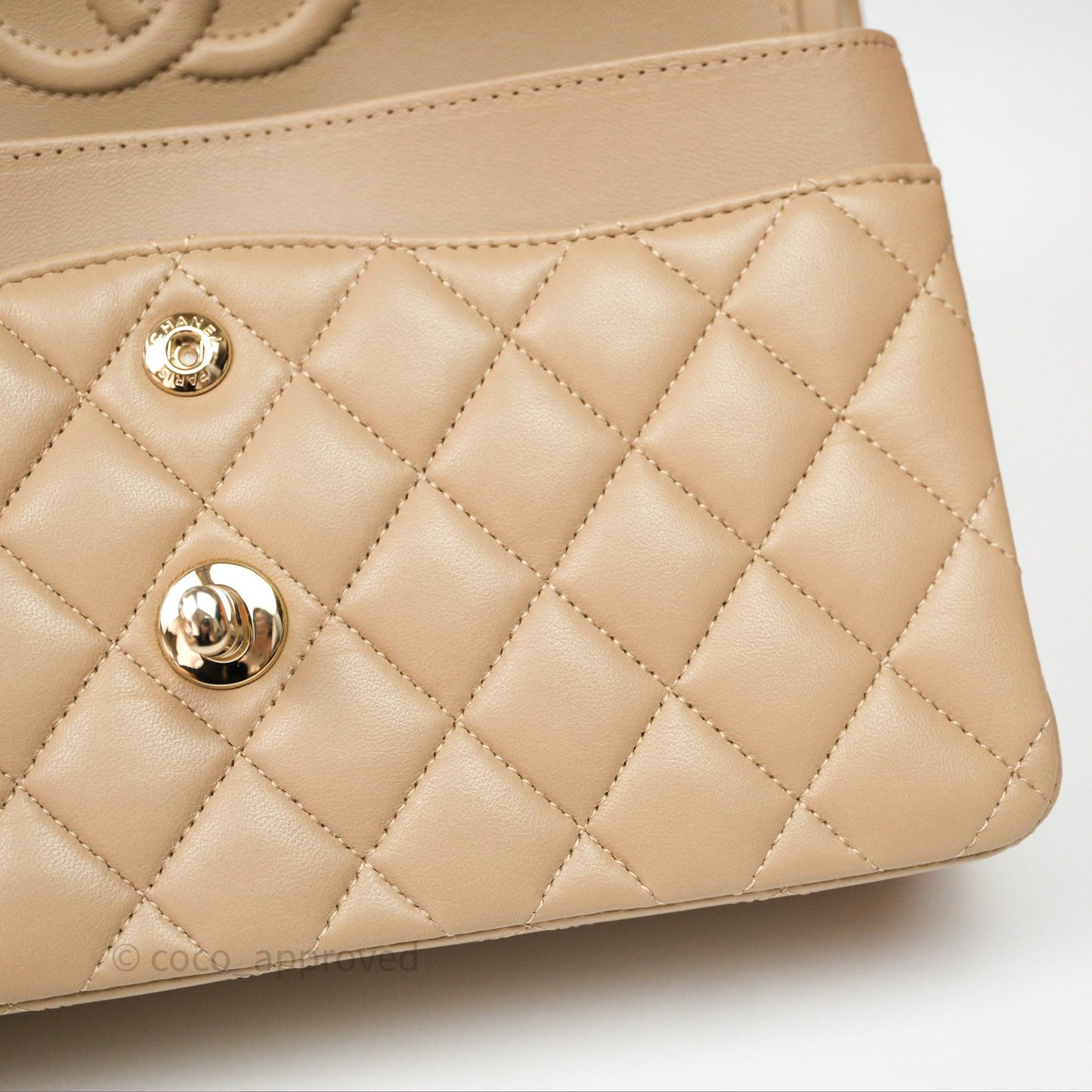 Chanel Small Quilted Classic Flap Beige Lambskin Gold Hardware
