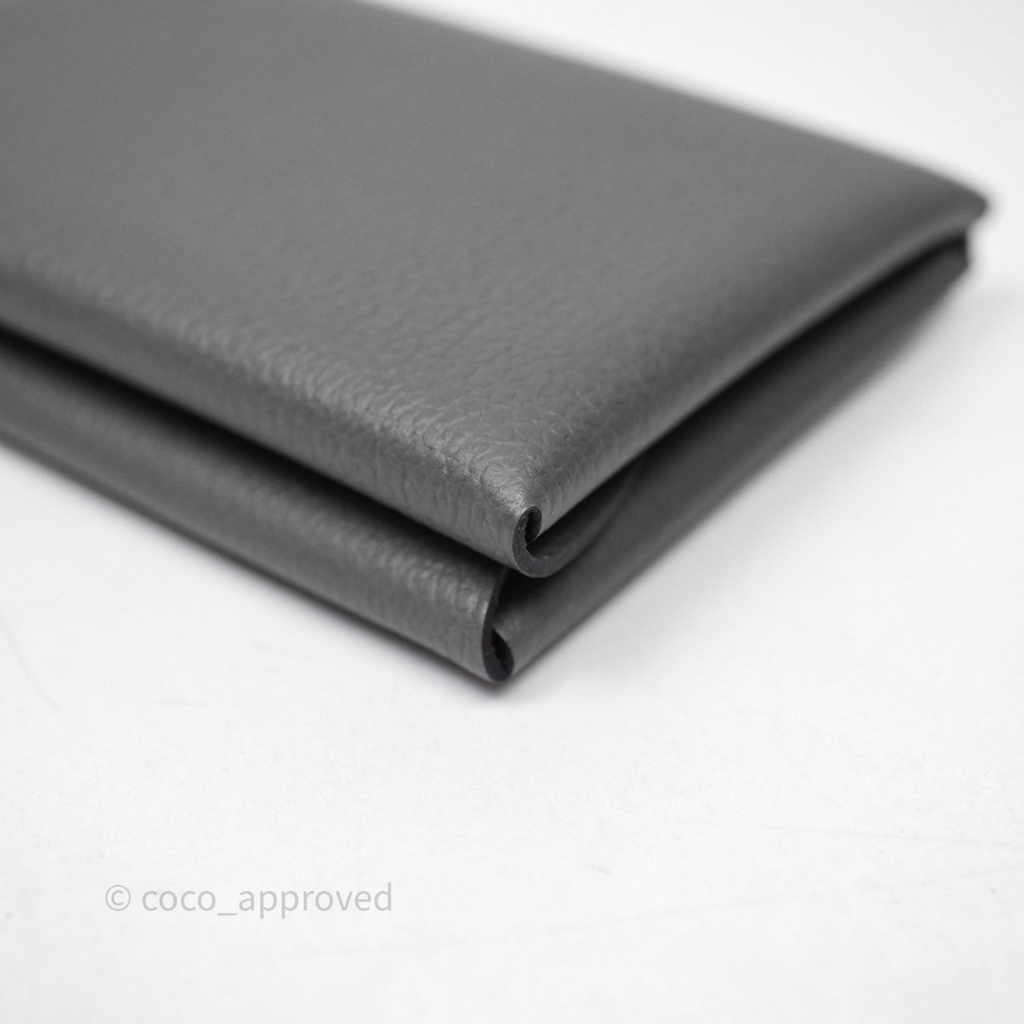 Hermès Calvi Duo Compact Card Holder Gris Meyer 0L Evercolor