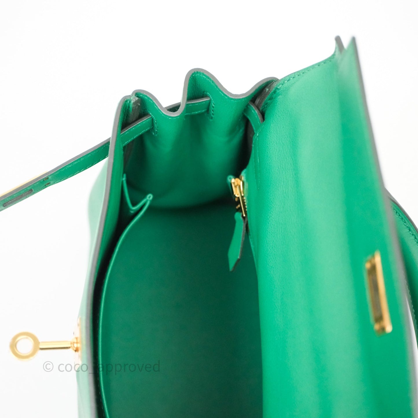 Hermès Kelly 25 Vert Vertigo U4 Swift Gold Hardware