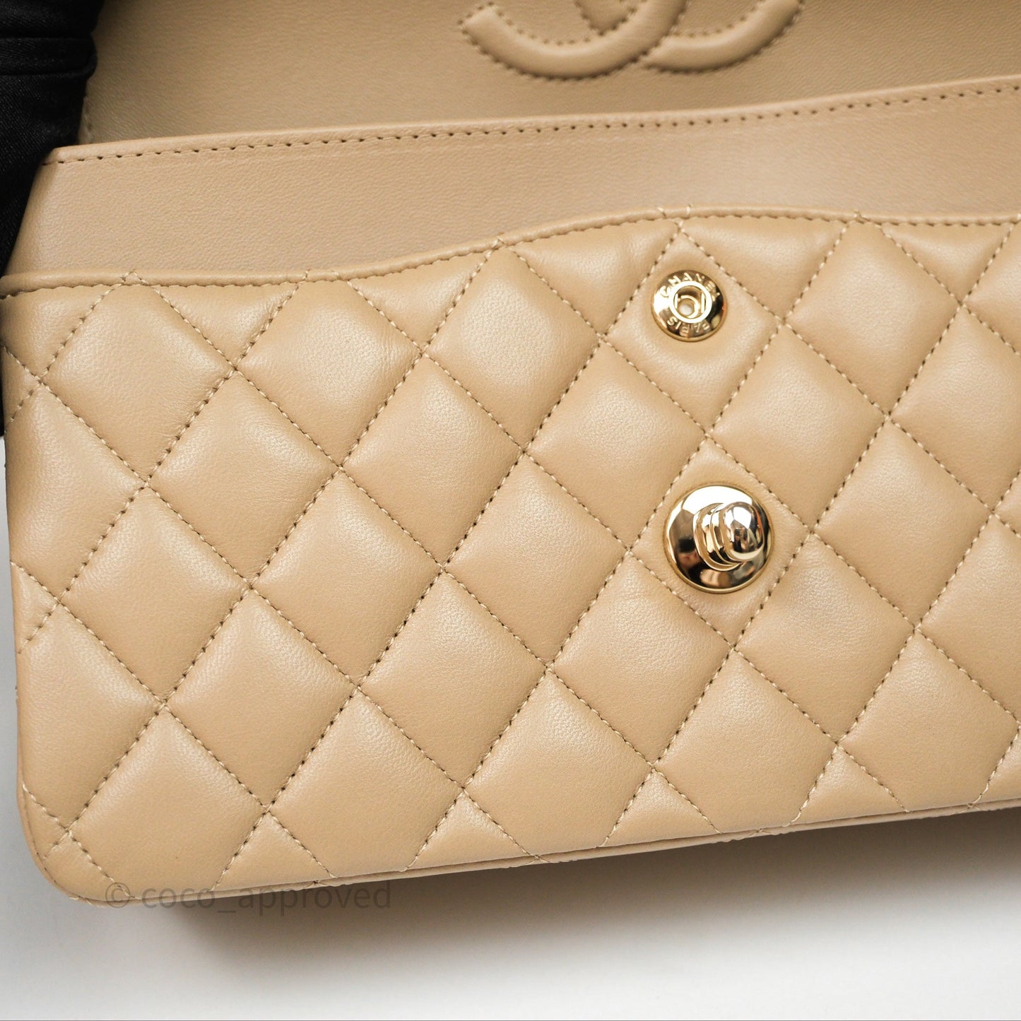 Chanel Small Quilted Classic Flap Beige Lambskin Gold Hardware