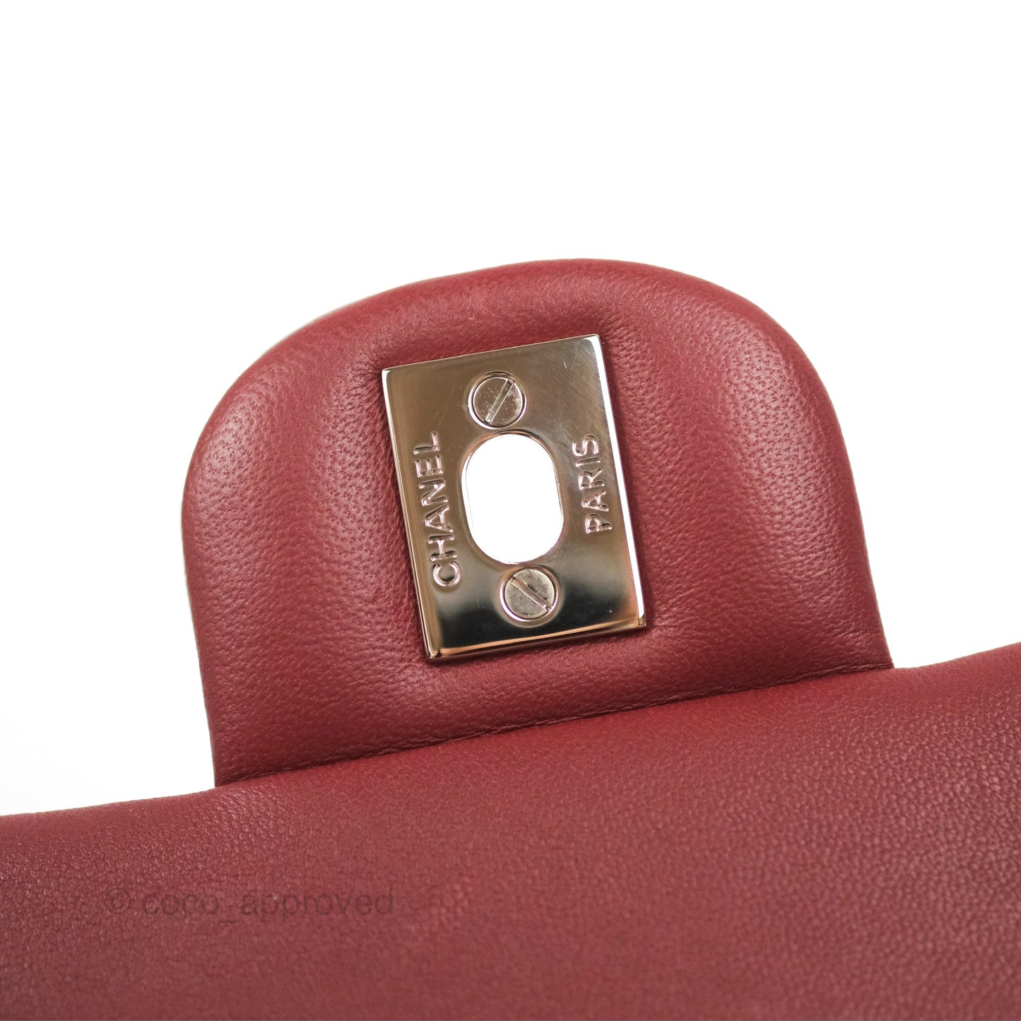 Chanel Small S/M Classic Flap Dark Red Lambskin Silver Hardware