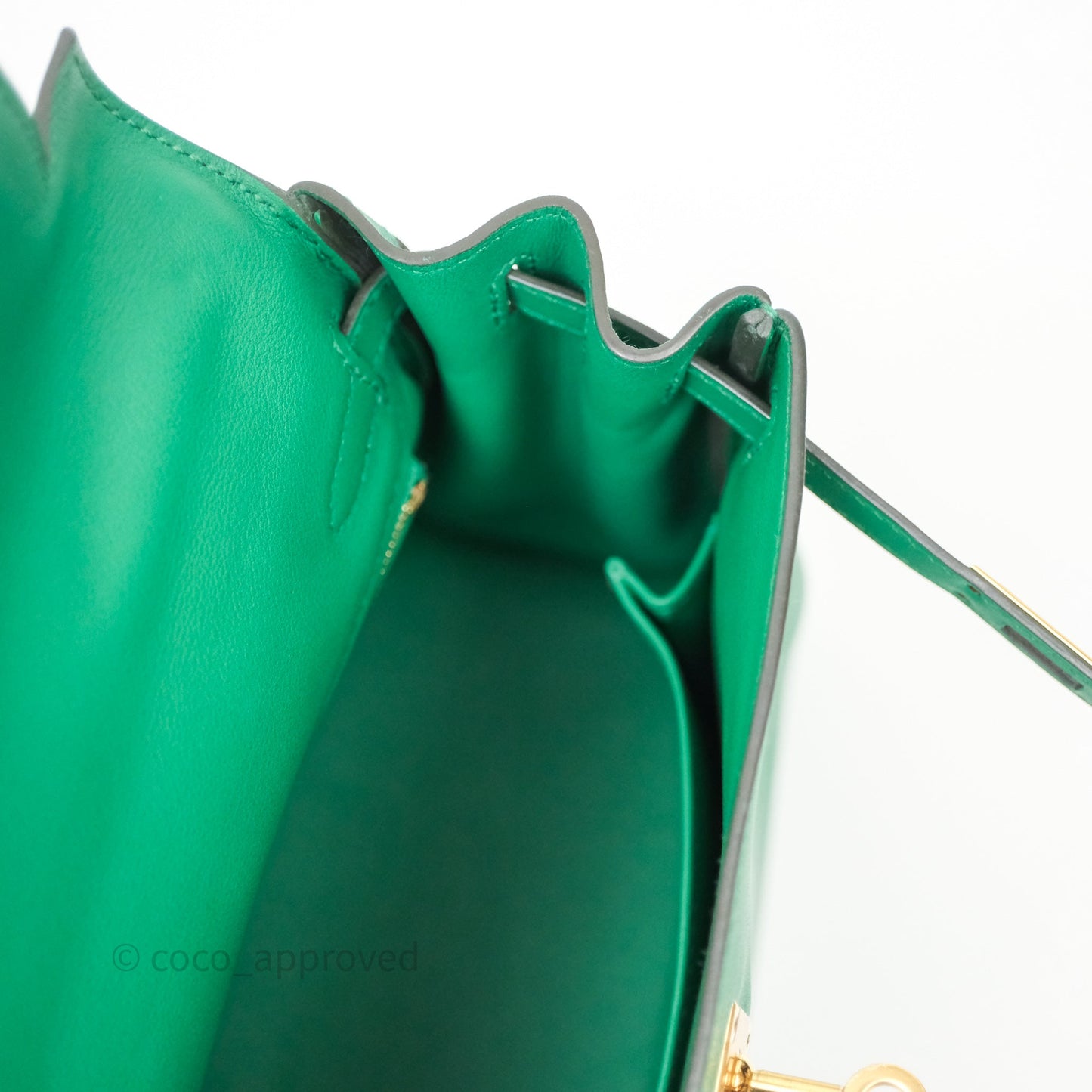 Hermès Kelly 25 Vert Vertigo U4 Swift Gold Hardware