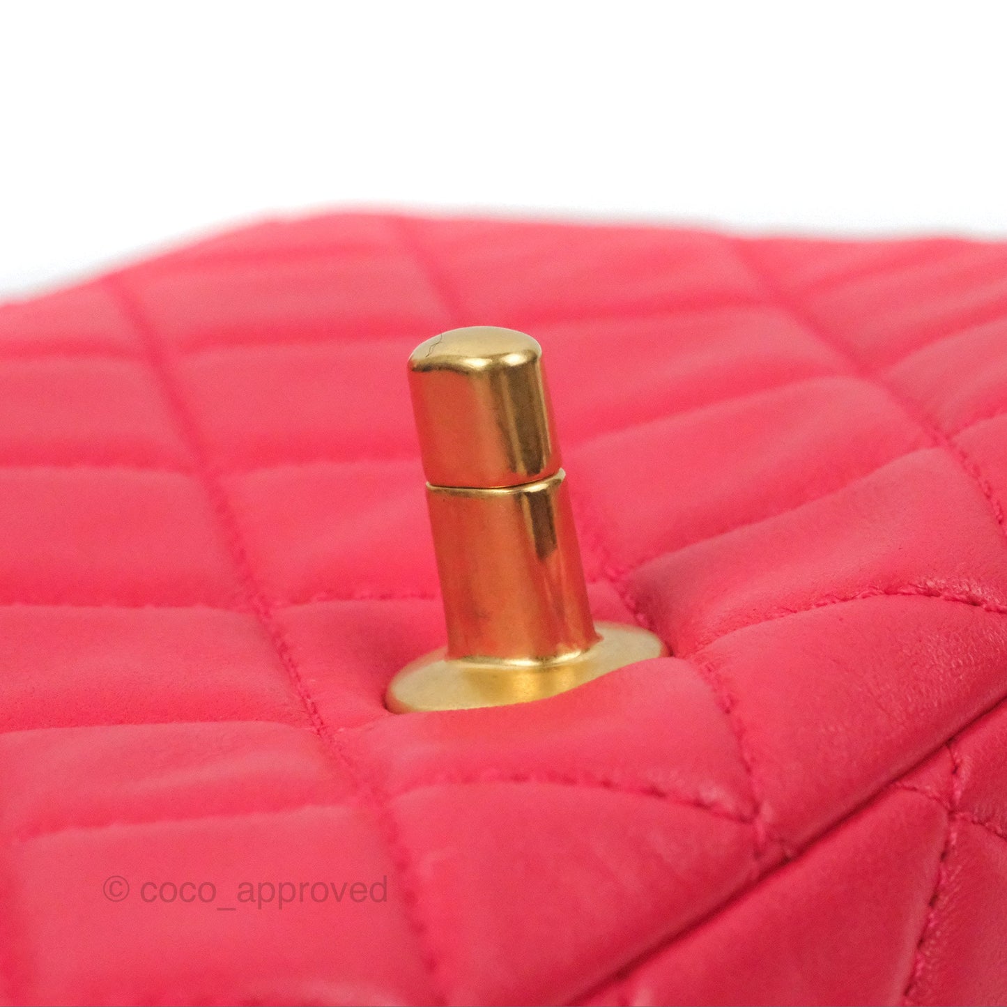 Chanel Mini Square Pearl Crush Quilted Red Lambskin Aged Gold Hardware