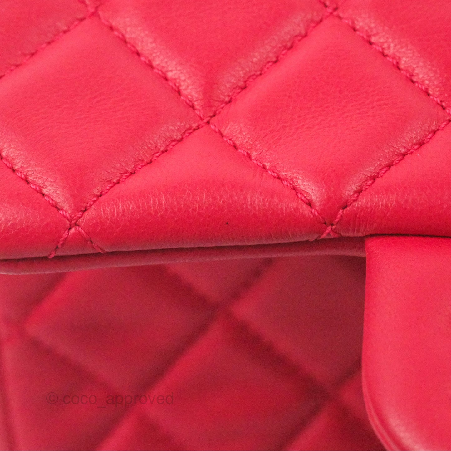 Chanel Mini Square Pearl Crush Quilted Red Lambskin Aged Gold Hardware