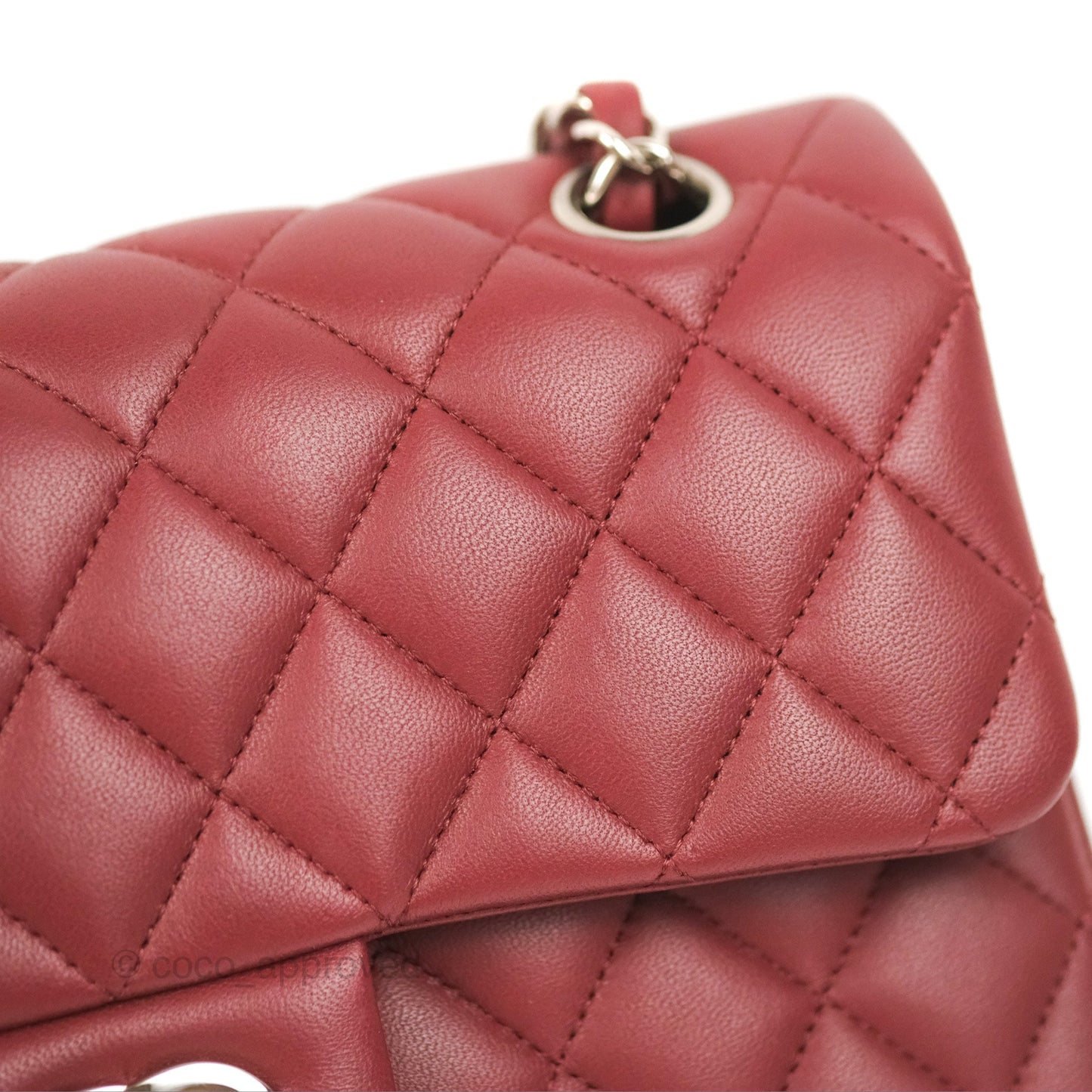 Chanel Small S/M Classic Flap Dark Red Lambskin Silver Hardware
