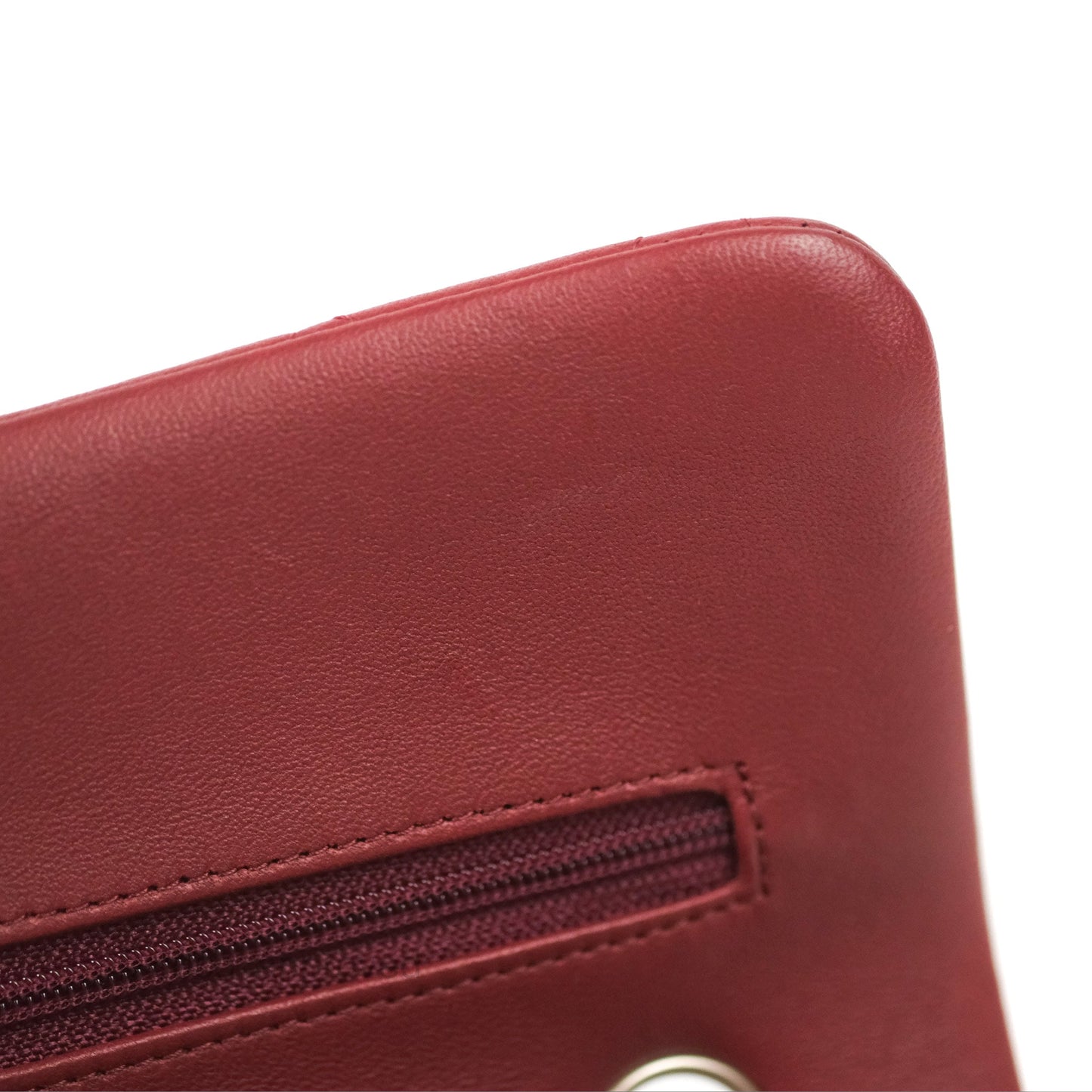 Chanel Small S/M Classic Flap Dark Red Lambskin Silver Hardware
