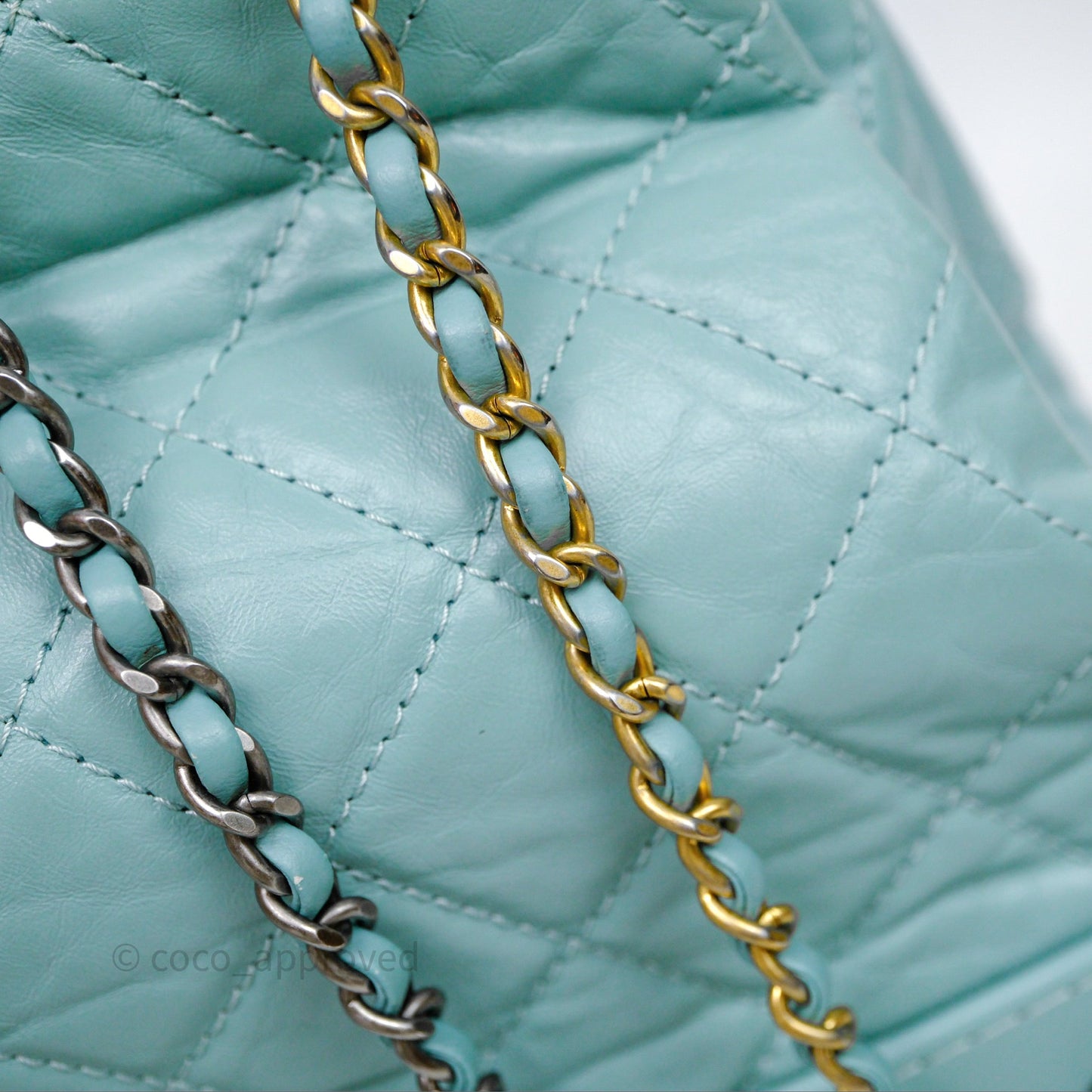 Chanel Small Gabrielle Backpack Tiffany Green Aged Calfskin