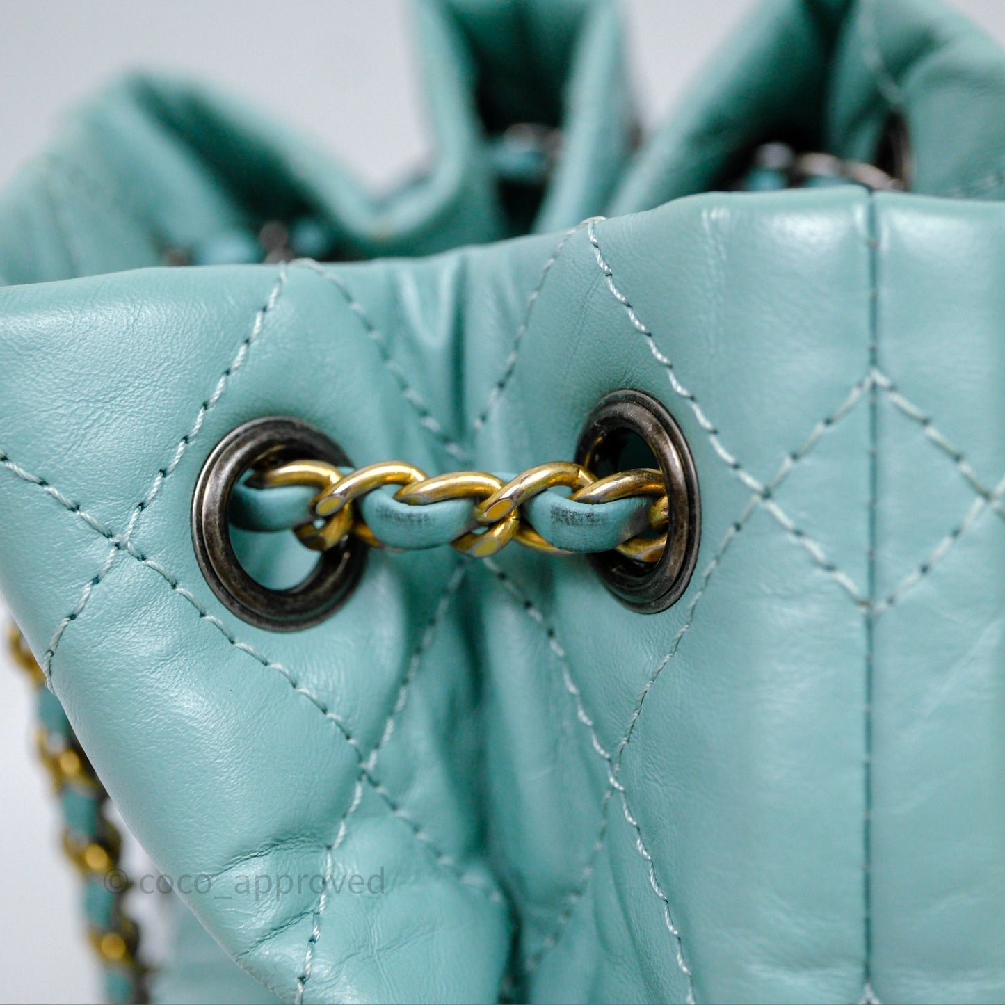 Chanel Small Gabrielle Backpack Tiffany Green Aged Calfskin