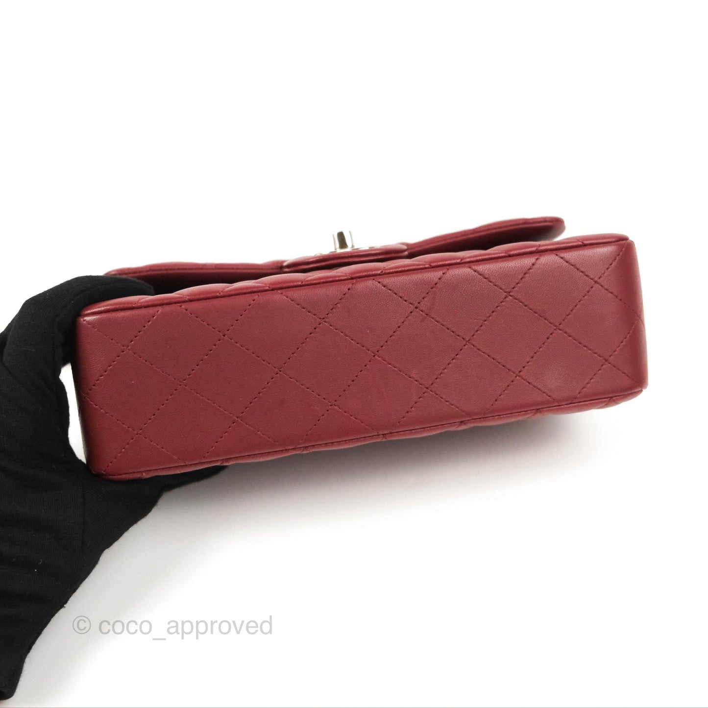Chanel Small S/M Classic Flap Dark Red Lambskin Silver Hardware