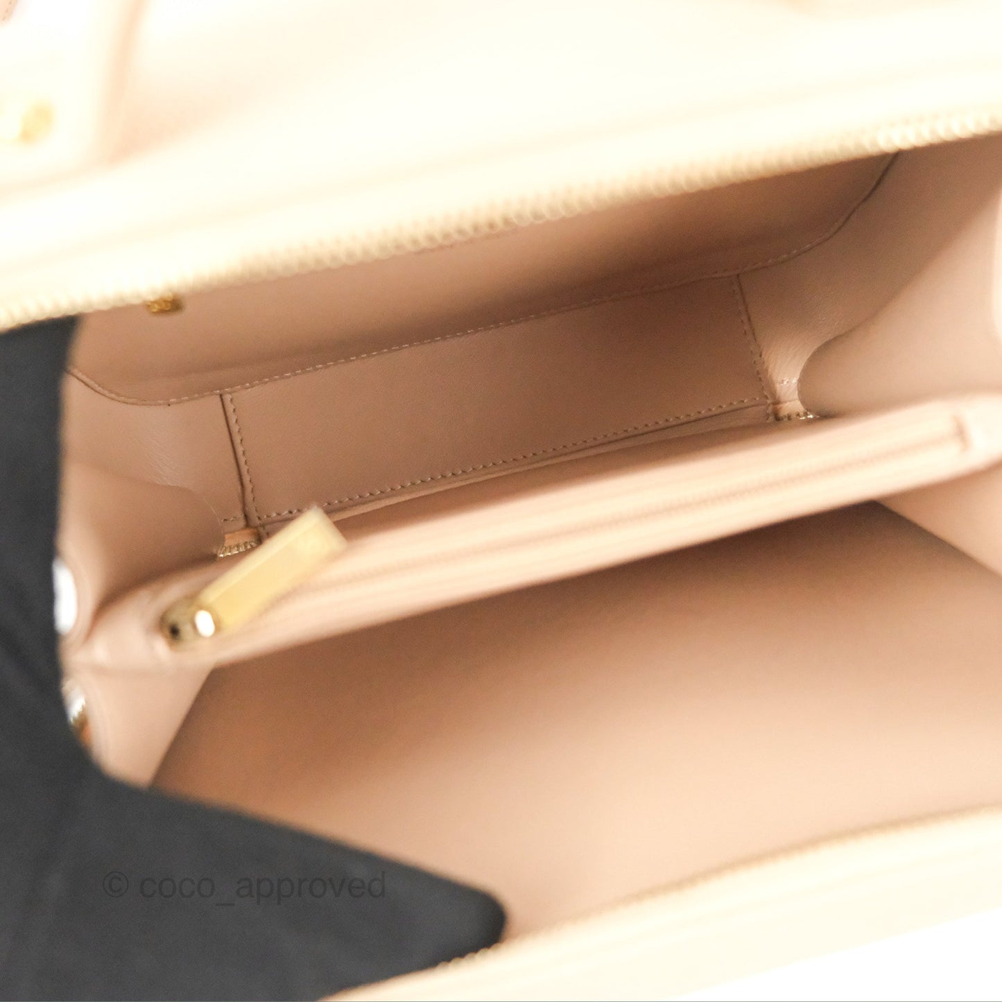 Chanel Quilted Medium CC Filigree Vanity Case Light Beige Caviar Gold Hardware