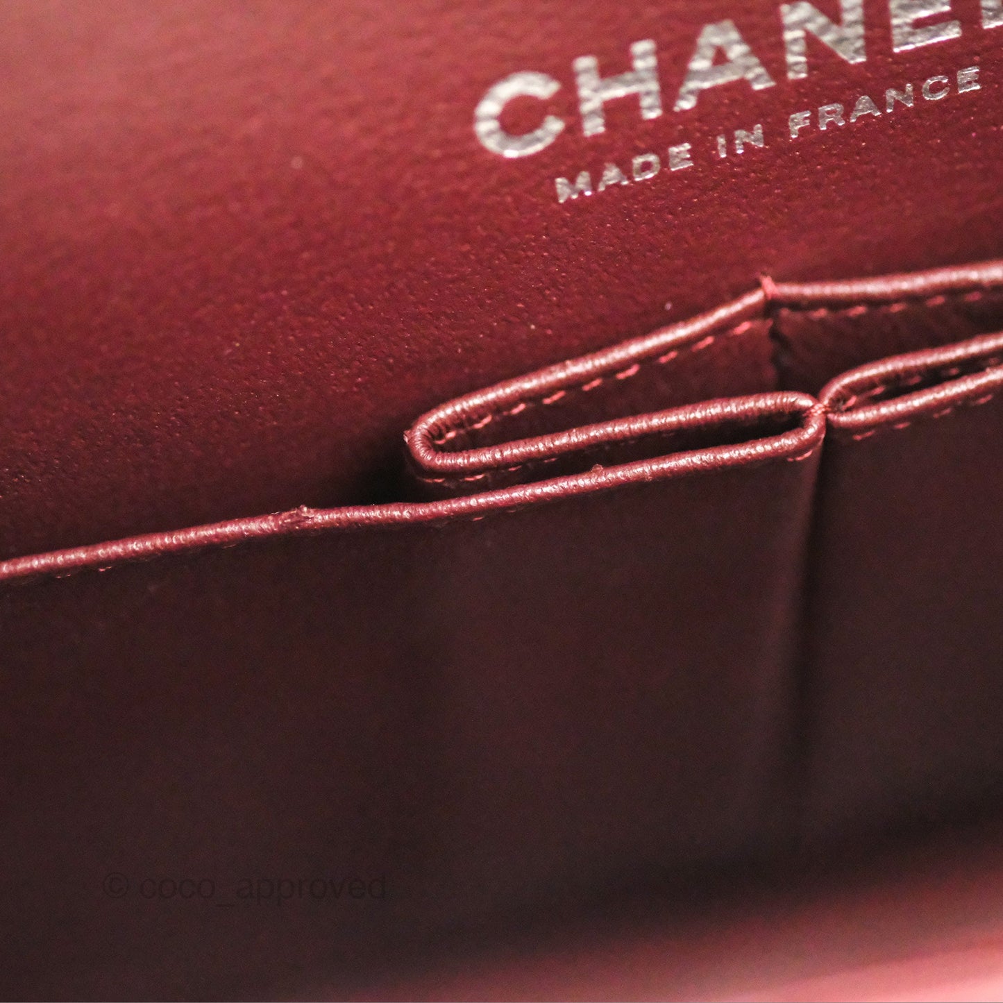 Chanel Small S/M Classic Flap Dark Red Lambskin Silver Hardware