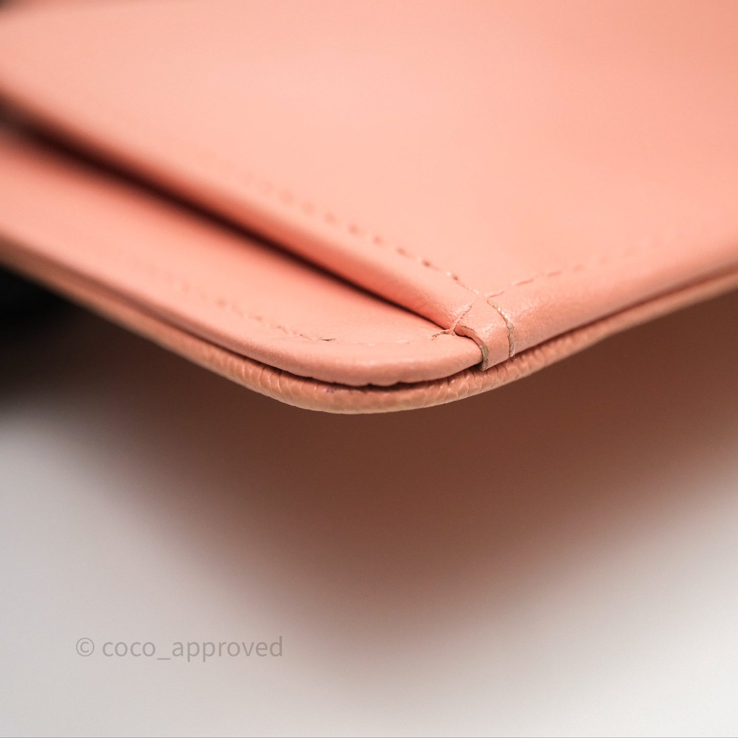 Chanel Boy Quilted Long Wallet Peach Caviar Aged Gold Hardware
