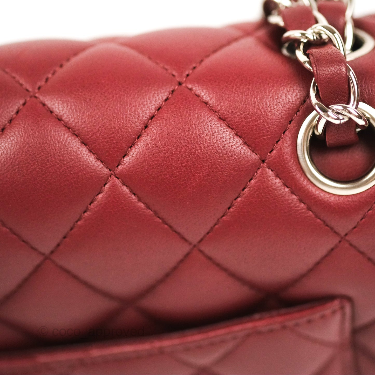 Chanel Small S/M Classic Flap Dark Red Lambskin Silver Hardware