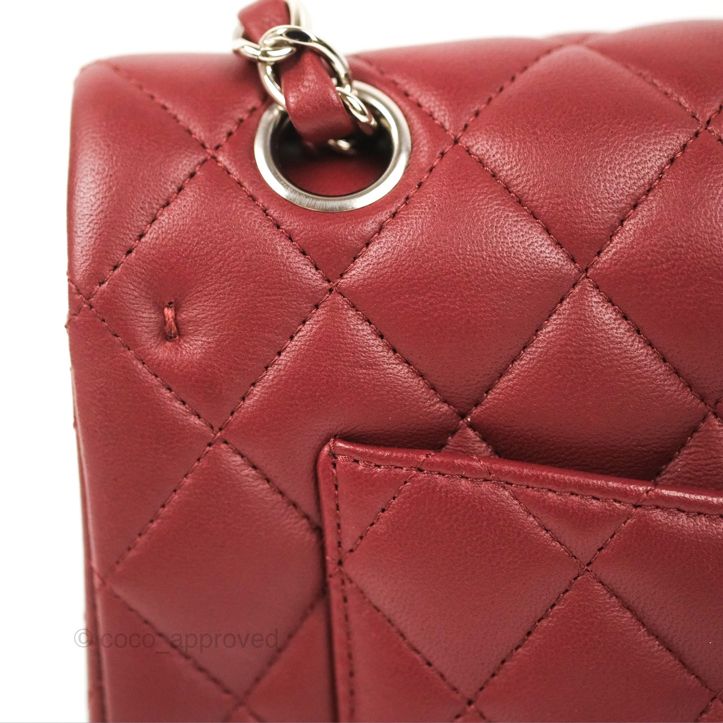 Chanel Small S/M Classic Flap Dark Red Lambskin Silver Hardware