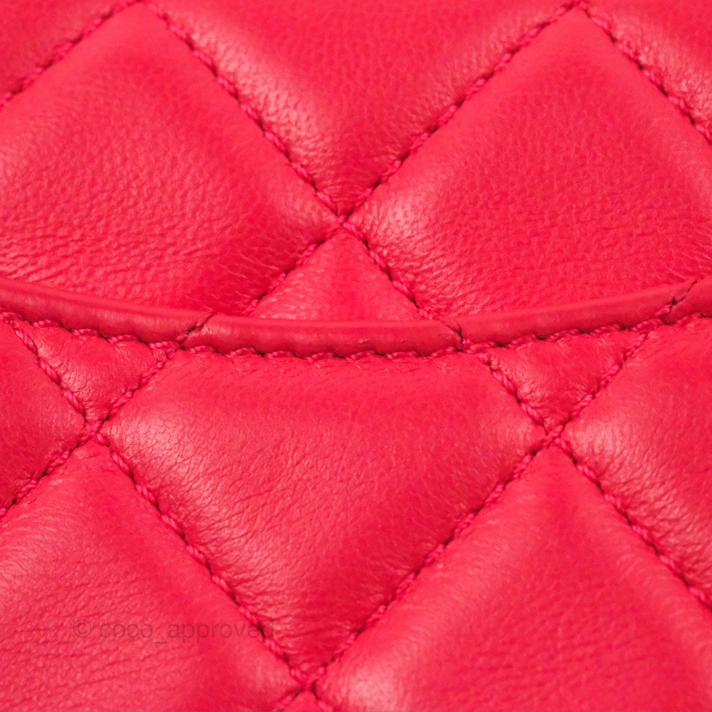 Chanel Mini Square Pearl Crush Quilted Red Lambskin Aged Gold Hardware