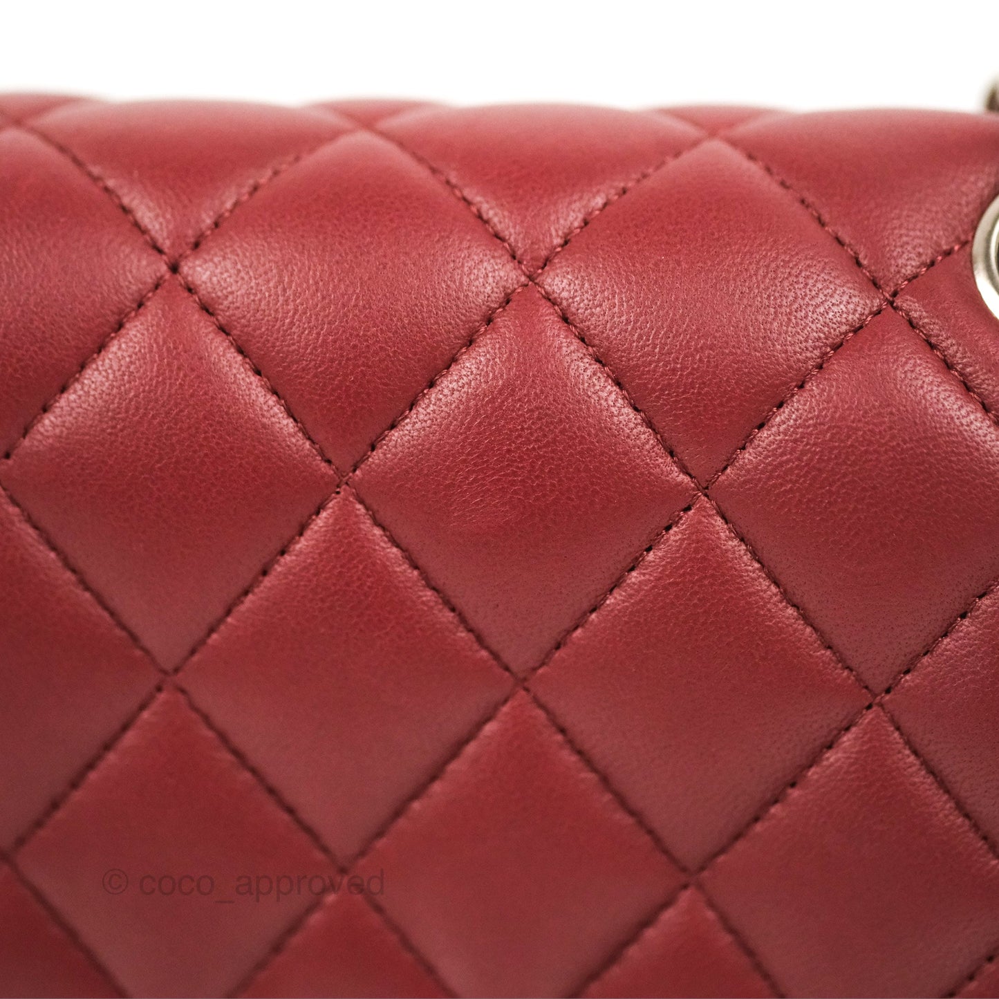 Chanel Small S/M Classic Flap Dark Red Lambskin Silver Hardware