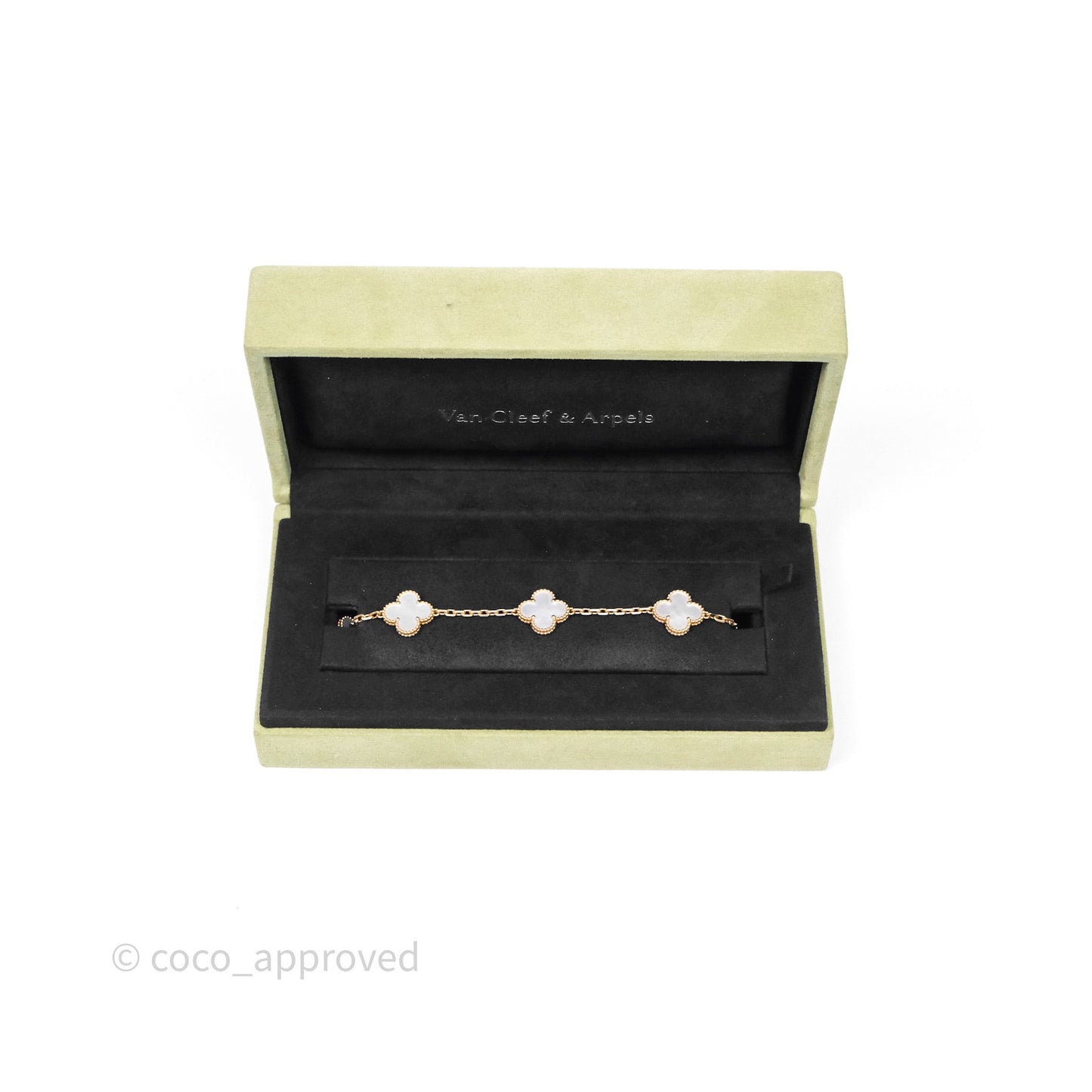 Van Cleef & Arpels Vintage Alhambra 5 Motifs White Yellow Gold Bracelet