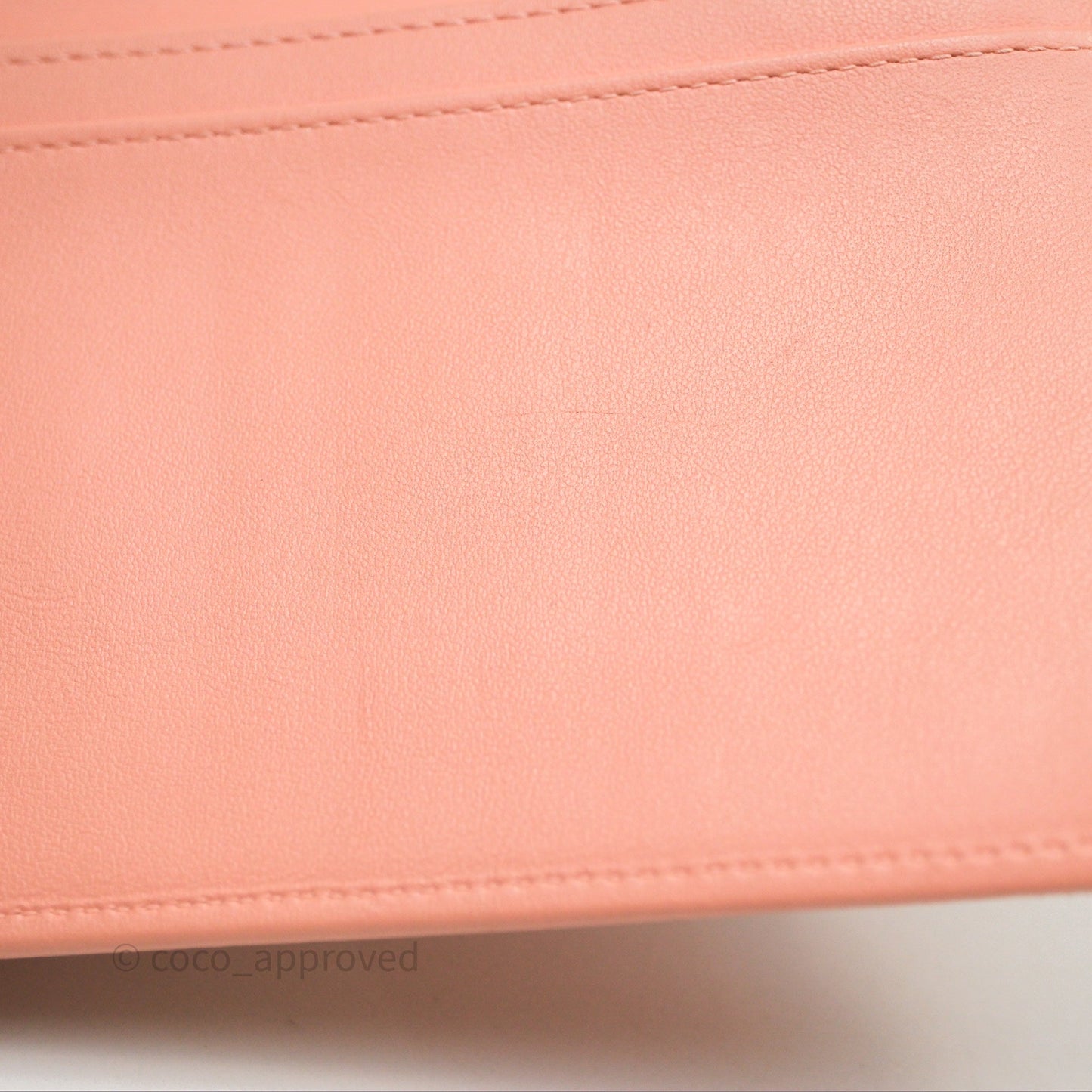 Chanel Boy Quilted Long Wallet Peach Caviar Aged Gold Hardware