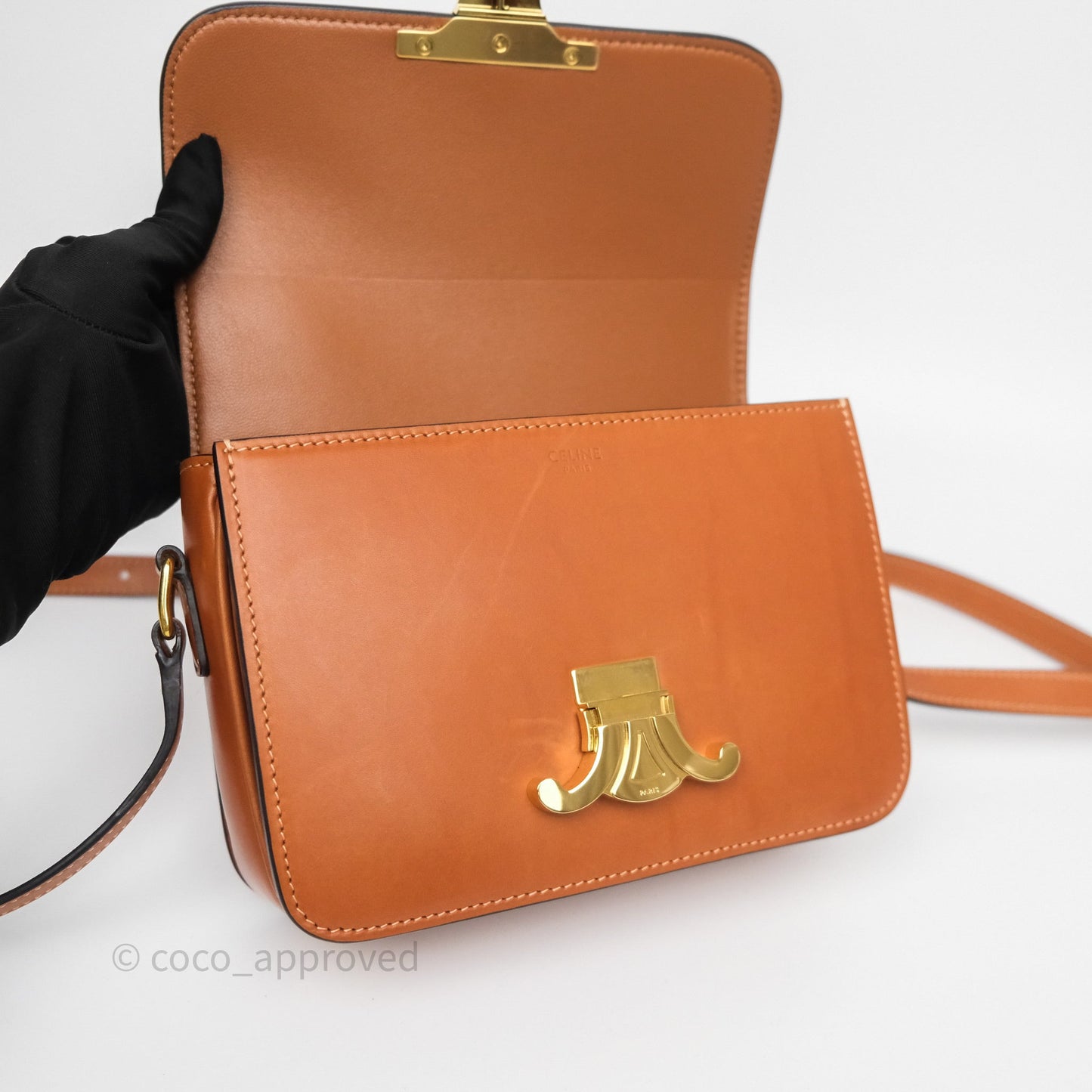 Celine Teen Triomphe Bag Tan Natural Calfskin Gold Hardware