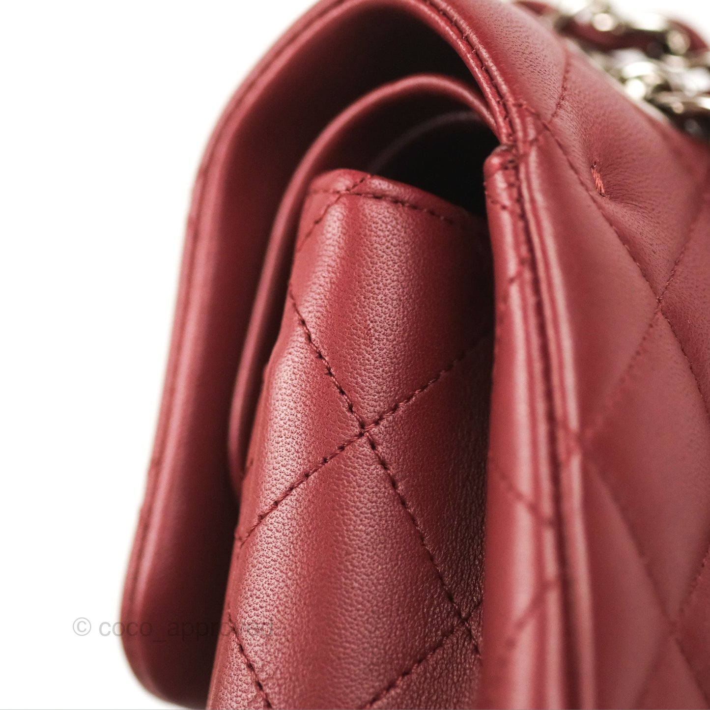 Chanel Small S/M Classic Flap Dark Red Lambskin Silver Hardware