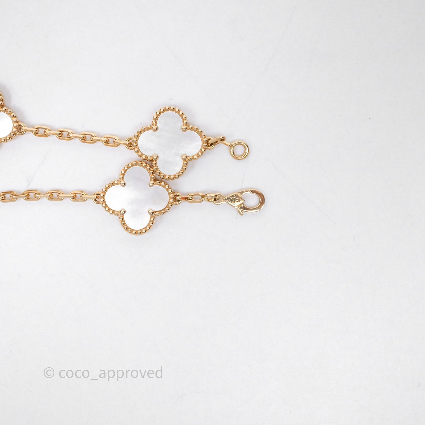 Van Cleef & Arpels Vintage Alhambra 5 Motifs White Yellow Gold Bracelet