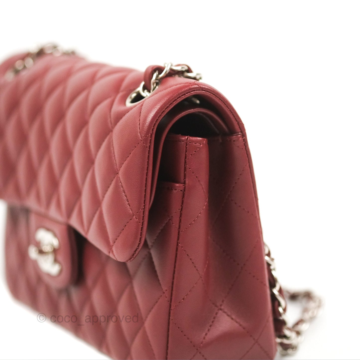 Chanel Small S/M Classic Flap Dark Red Lambskin Silver Hardware