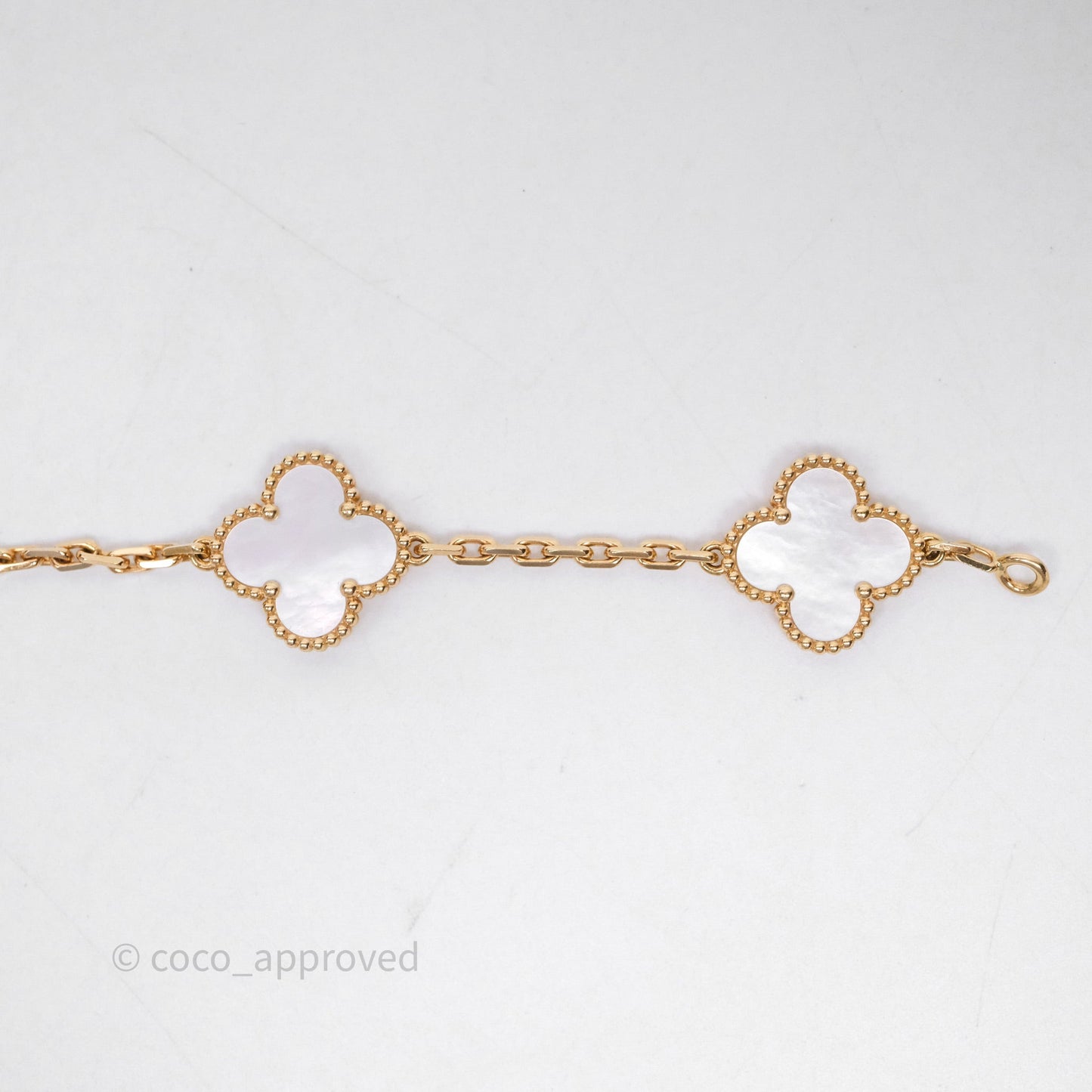 Van Cleef & Arpels Vintage Alhambra 5 Motifs White Yellow Gold Bracelet