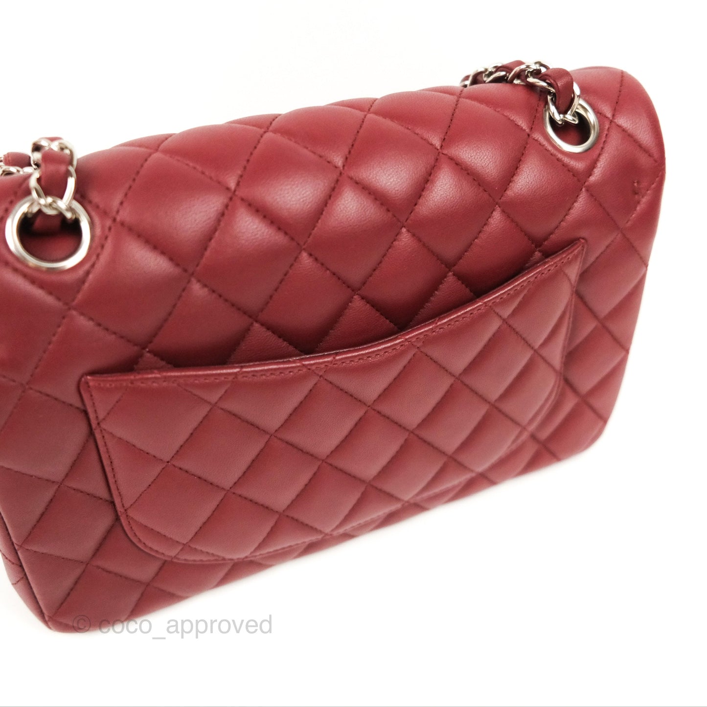 Chanel Small S/M Classic Flap Dark Red Lambskin Silver Hardware