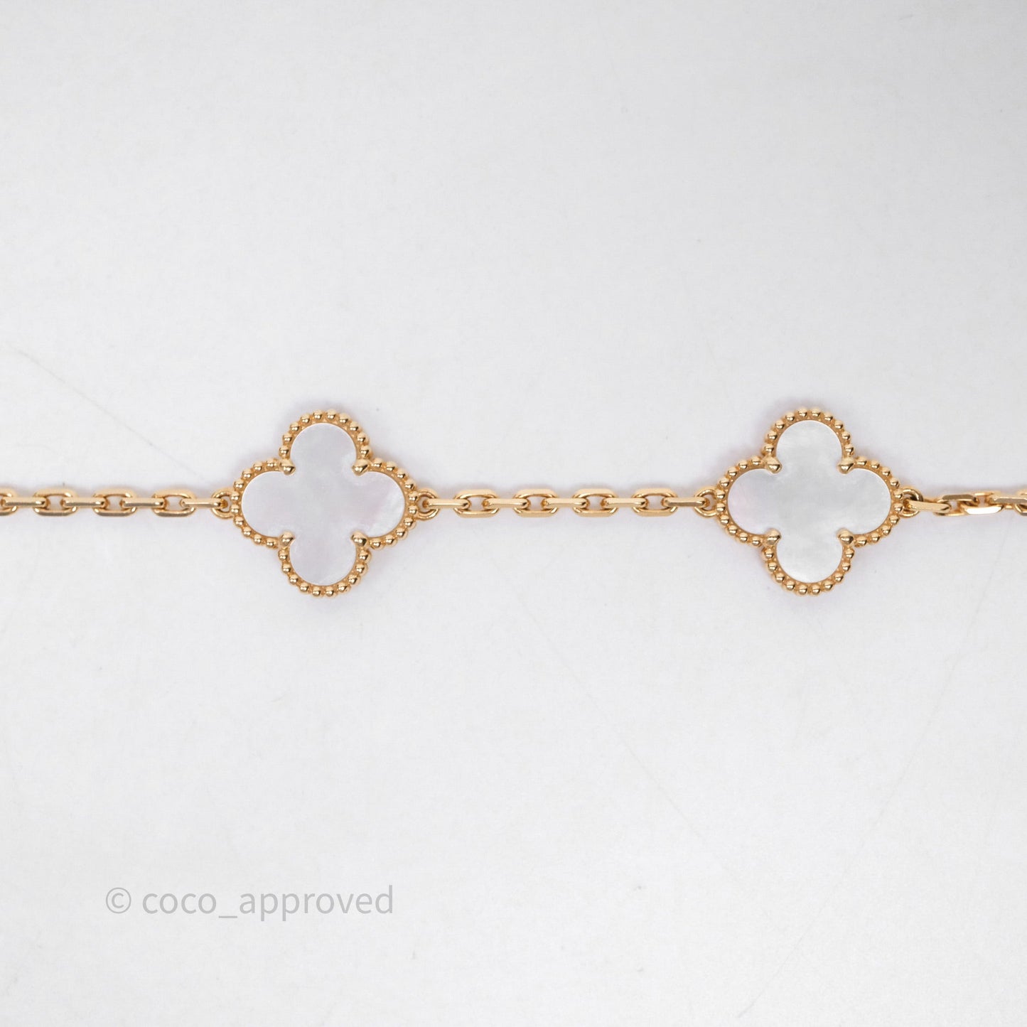 Van Cleef & Arpels Vintage Alhambra 5 Motifs White Yellow Gold Bracelet