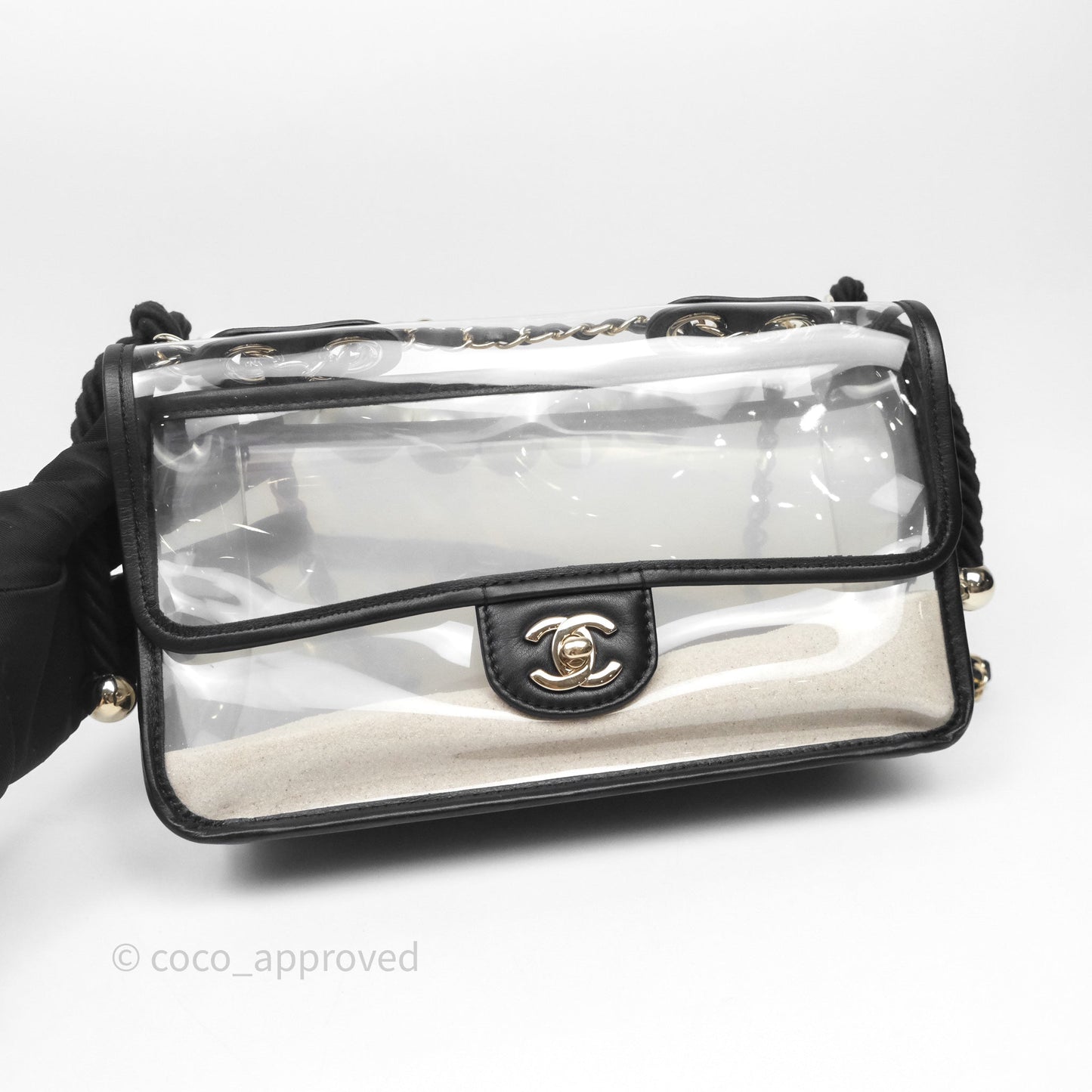 Chanel Medium Sand By The Sea PVC Flap Black Lambskin Gold Hardware