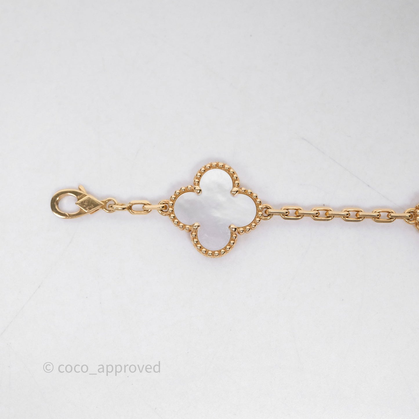 Van Cleef & Arpels Vintage Alhambra 5 Motifs White Yellow Gold Bracelet