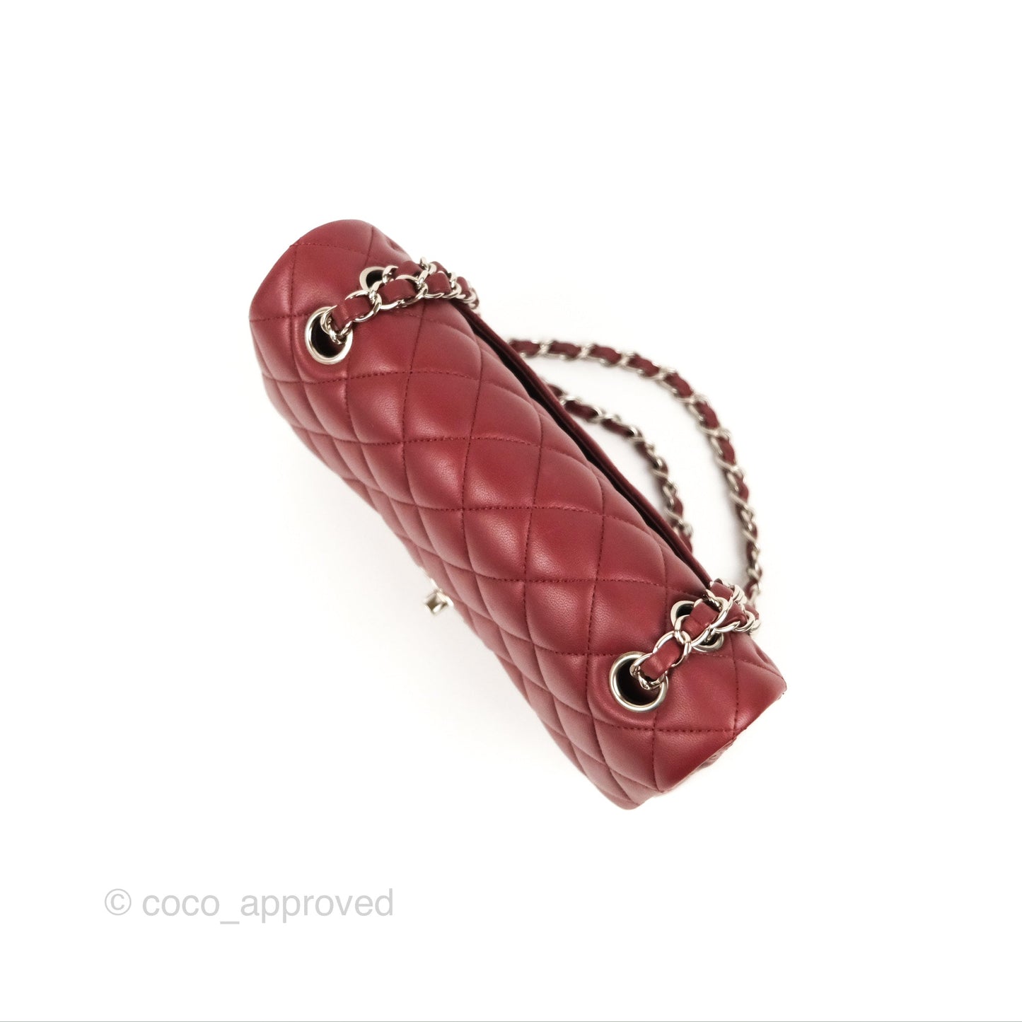 Chanel Small S/M Classic Flap Dark Red Lambskin Silver Hardware