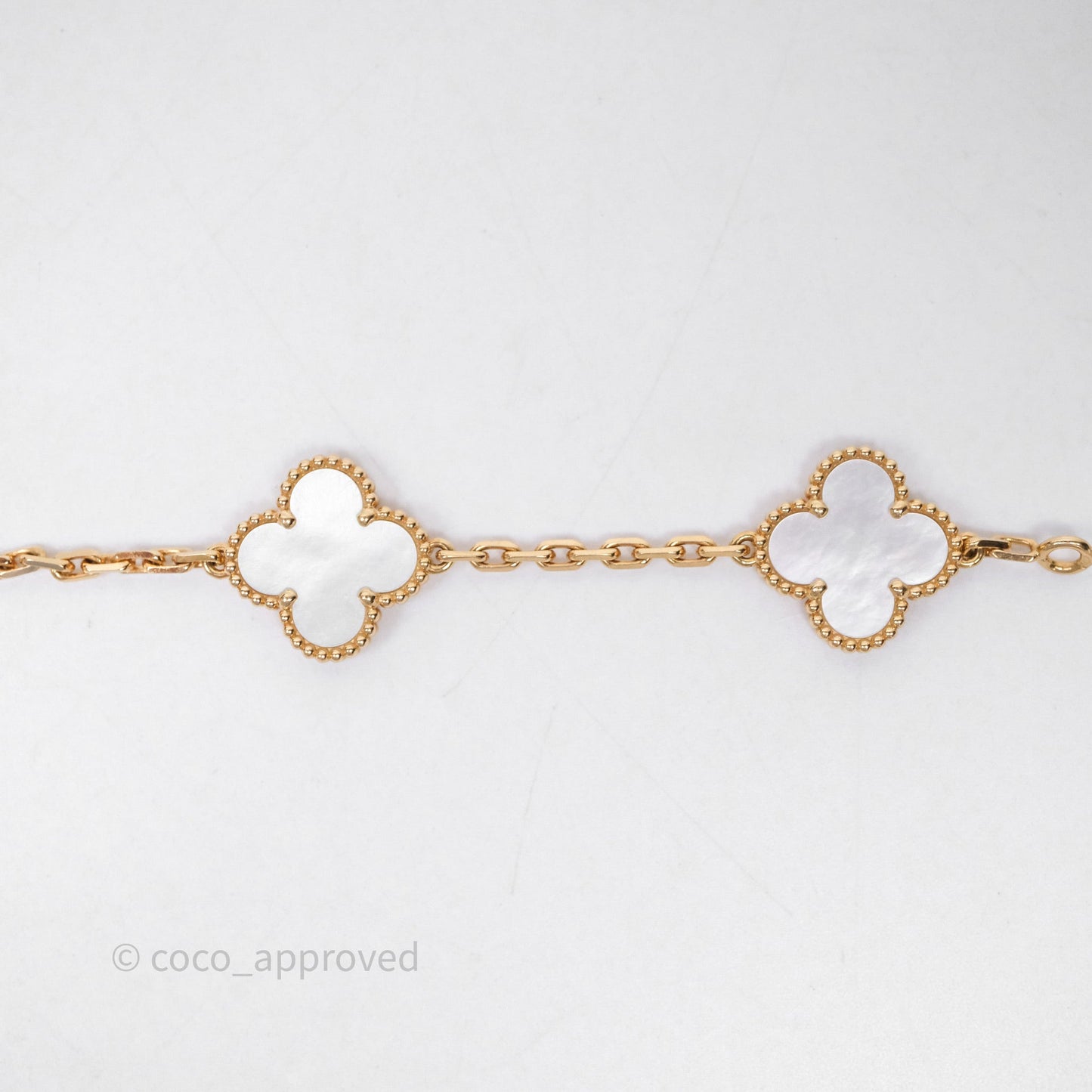 Van Cleef & Arpels Vintage Alhambra 5 Motifs White Yellow Gold Bracelet