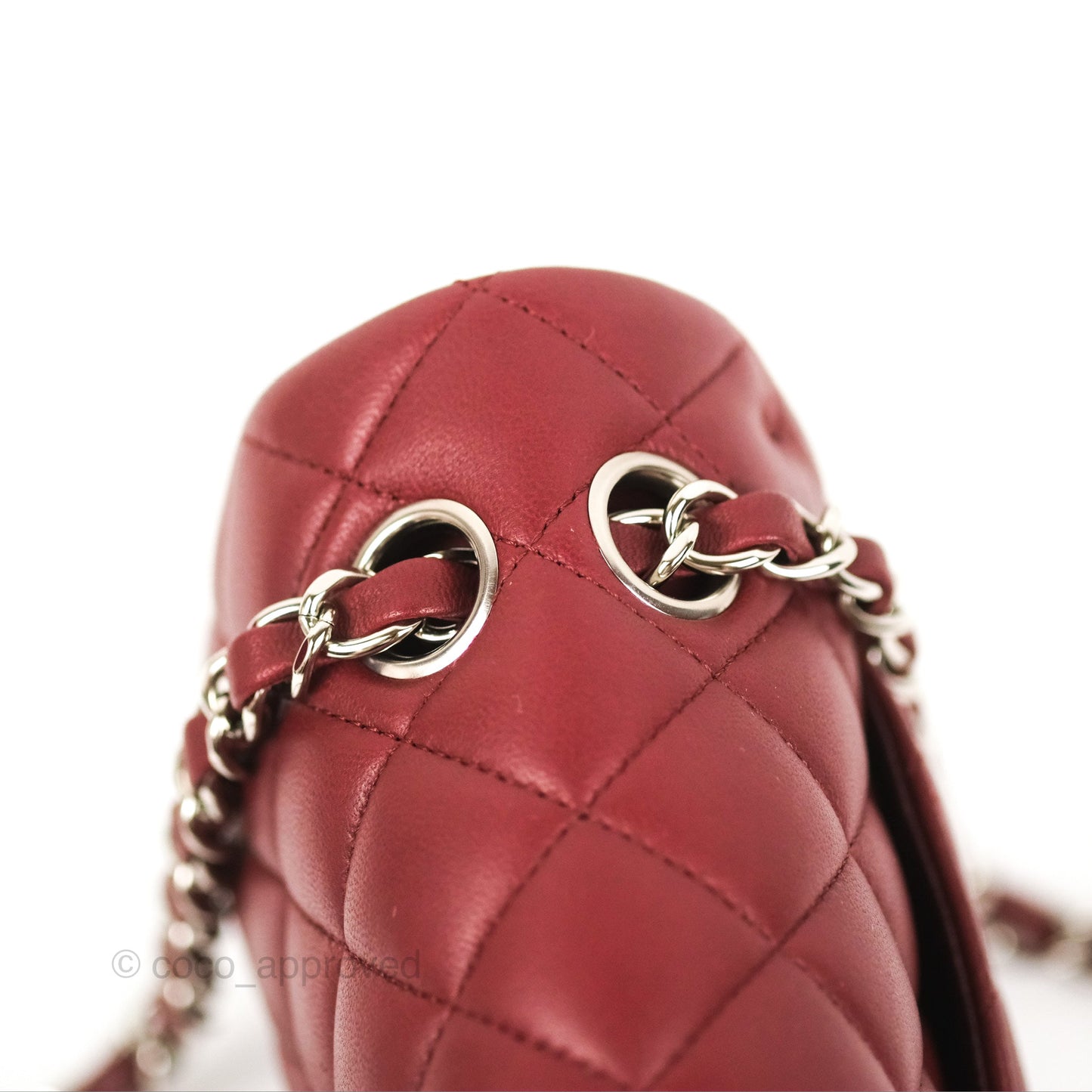 Chanel Small S/M Classic Flap Dark Red Lambskin Silver Hardware