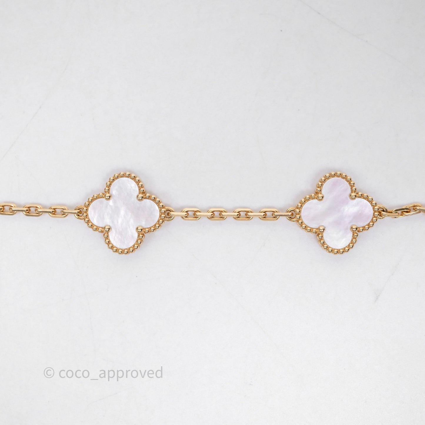 Van Cleef & Arpels Vintage Alhambra 5 Motifs White Yellow Gold Bracelet