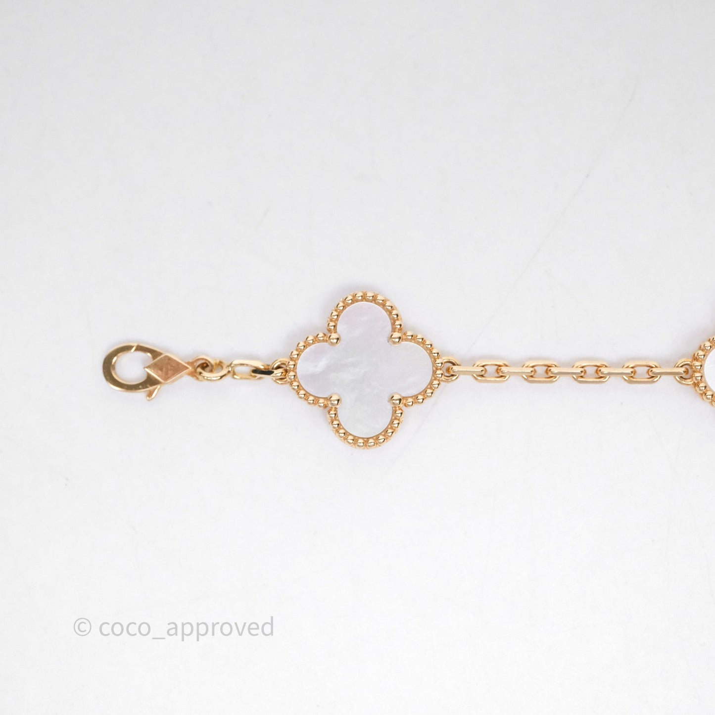 Van Cleef & Arpels Vintage Alhambra 5 Motifs White Yellow Gold Bracelet