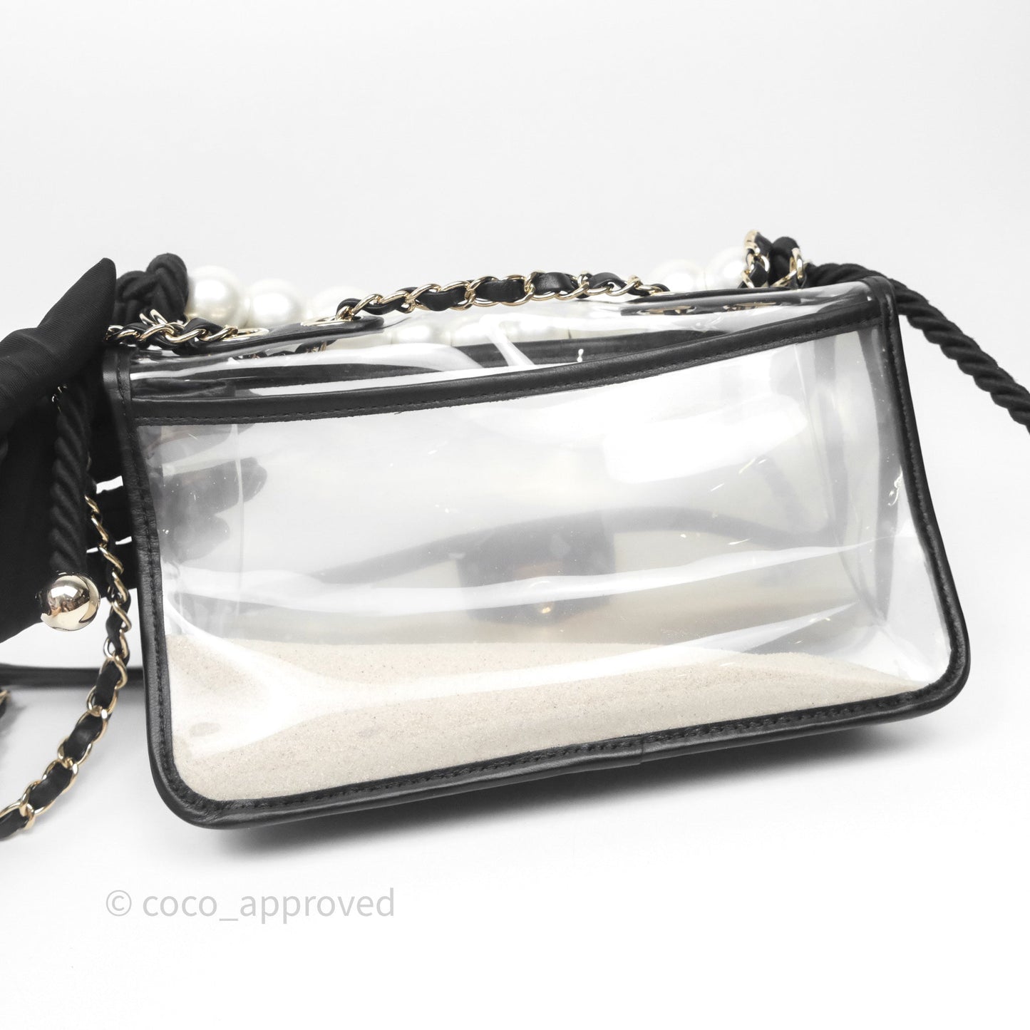 Chanel Medium Sand By The Sea PVC Flap Black Lambskin Gold Hardware