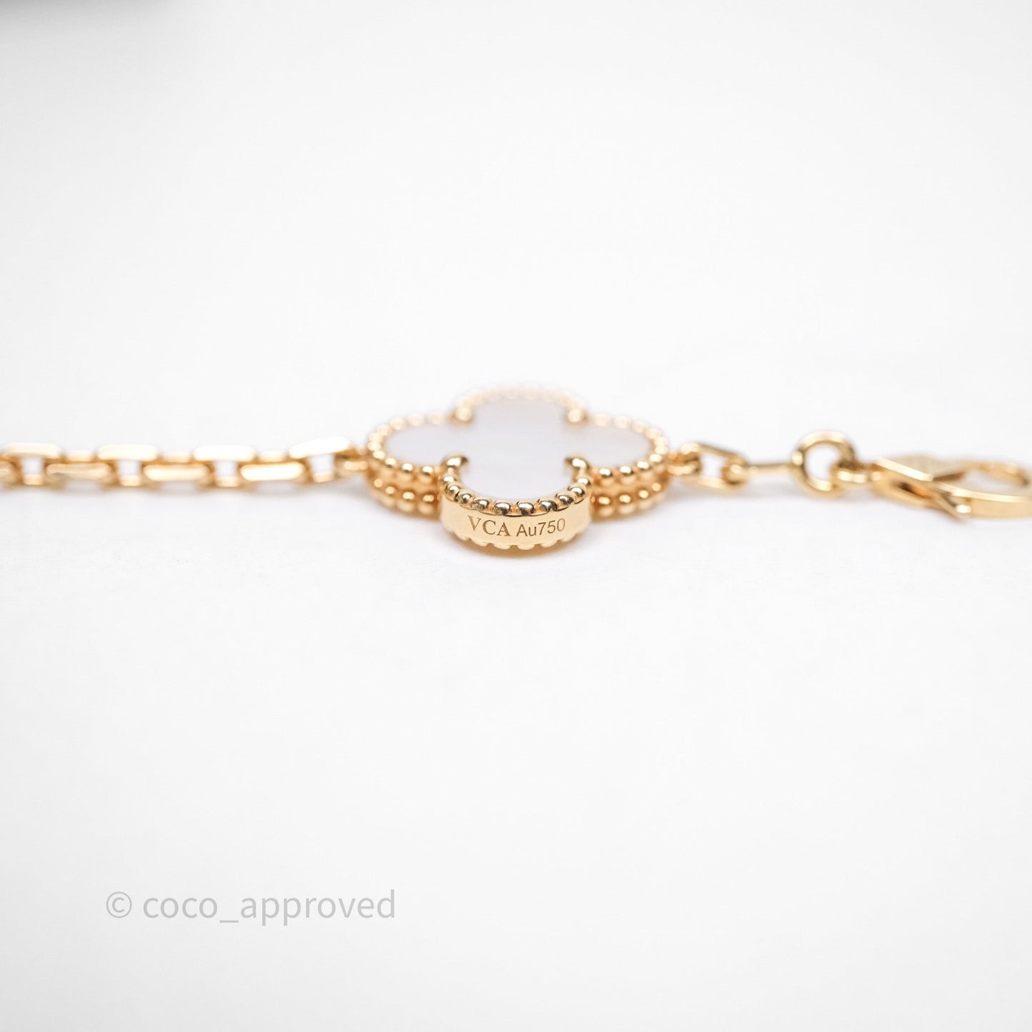 Van Cleef & Arpels Vintage Alhambra 5 Motifs White Yellow Gold Bracelet