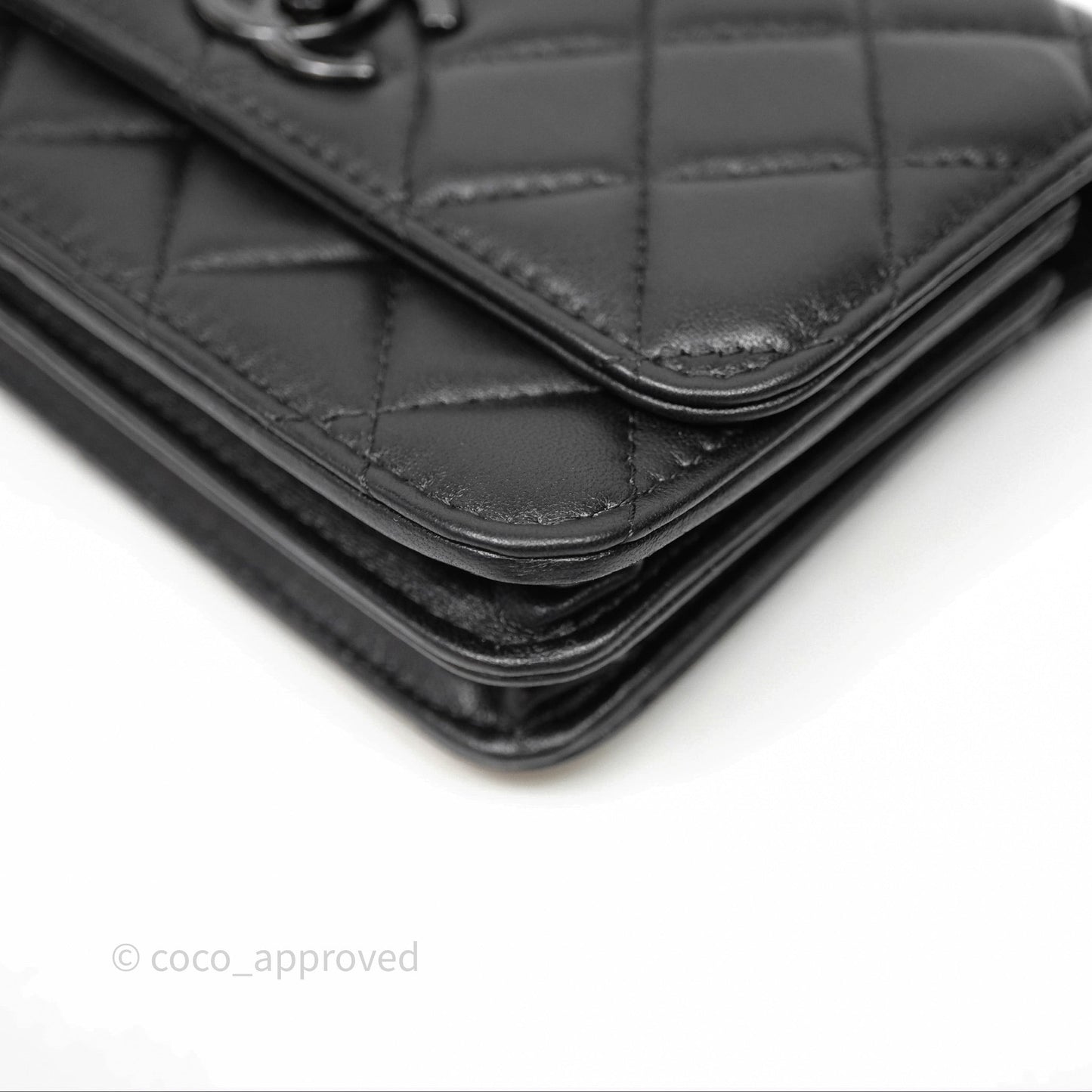 Chanel Mini Quilted Trendy CC WOC Wallet On Chain So Black Lambskin