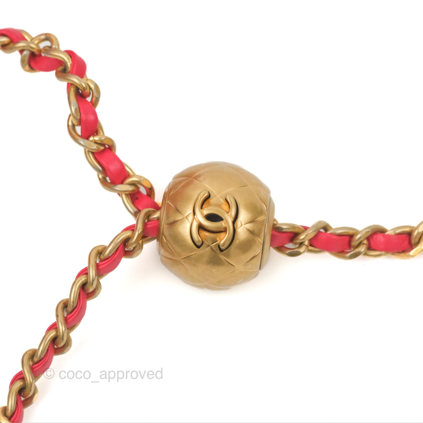 Chanel Mini Square Pearl Crush Quilted Red Lambskin Aged Gold Hardware