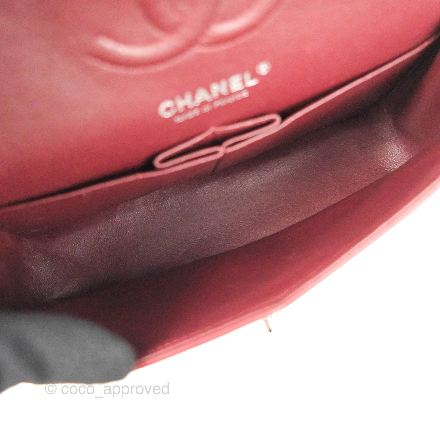 Chanel Small S/M Classic Flap Dark Red Lambskin Silver Hardware