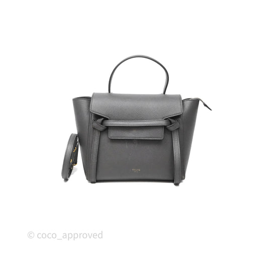 Celine Nano Belt Bag Grey Grained Calfskin Gold Hardware
