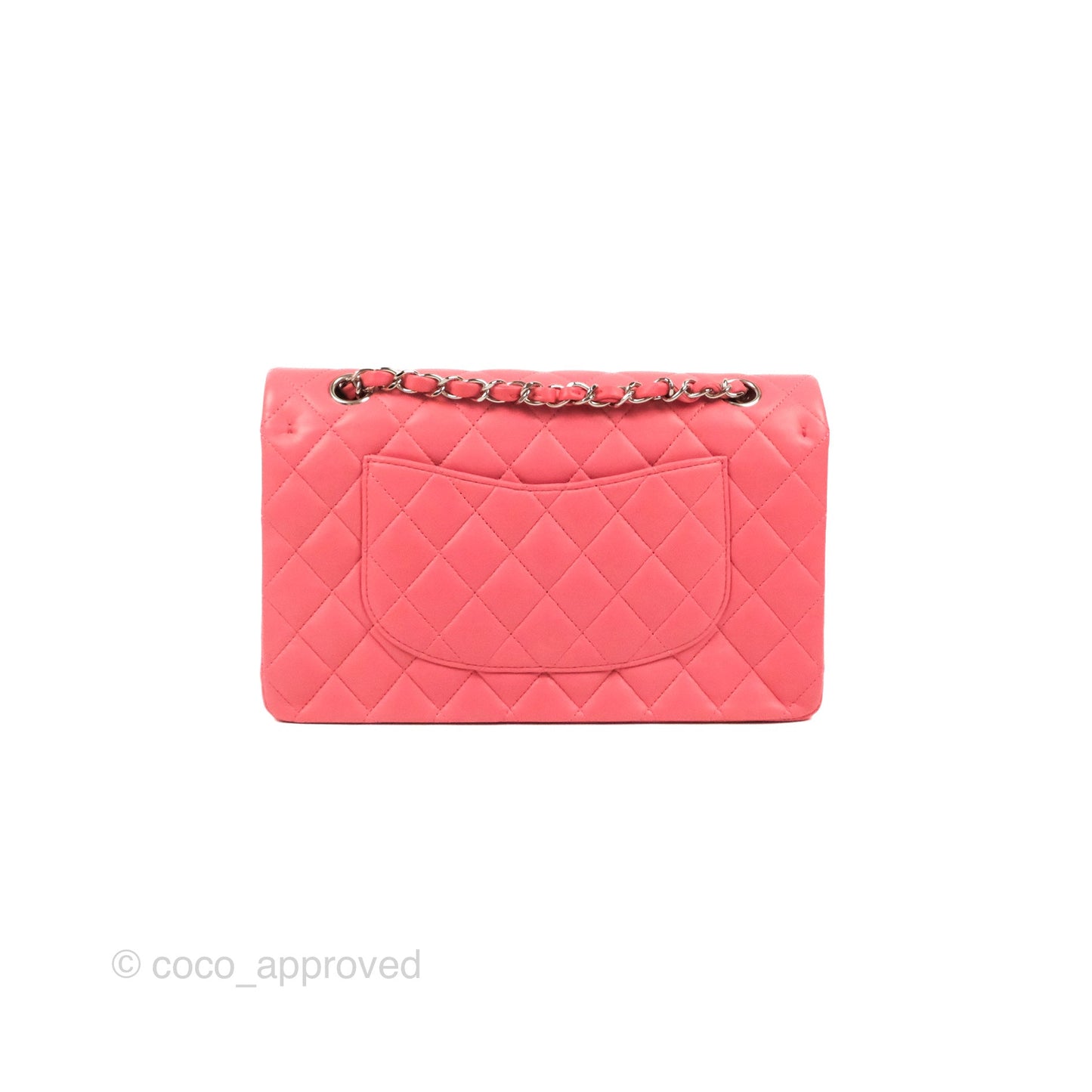 Chanel Classic M/L Medium Double Flap Pink Lambskin Silver Hardware