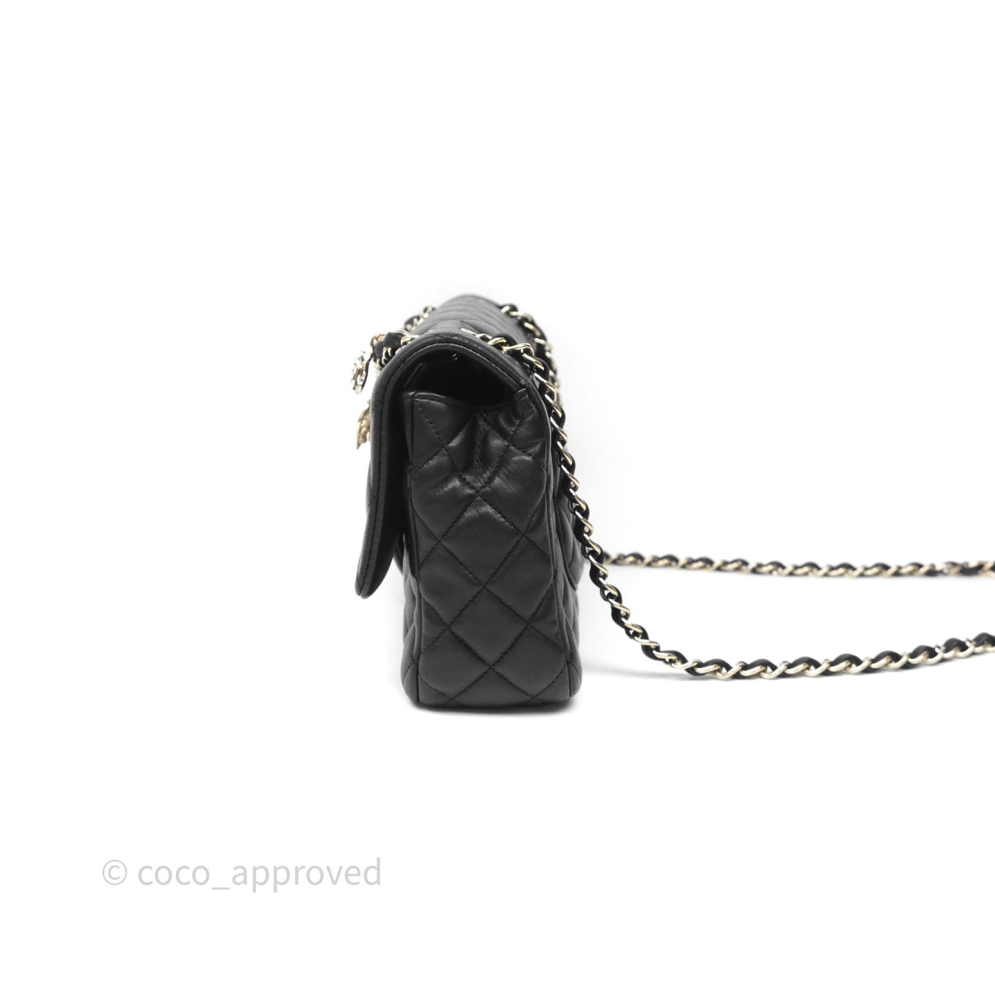 Chanel Classic M/L Medium Flap Bag Valentine Limited Edition Black Lambskin Gold Hardware